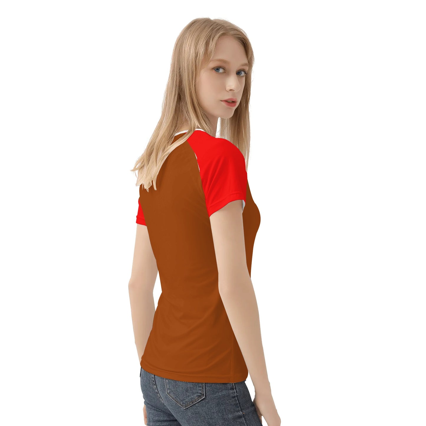 Women Snug T-shirt (Brown and Red)