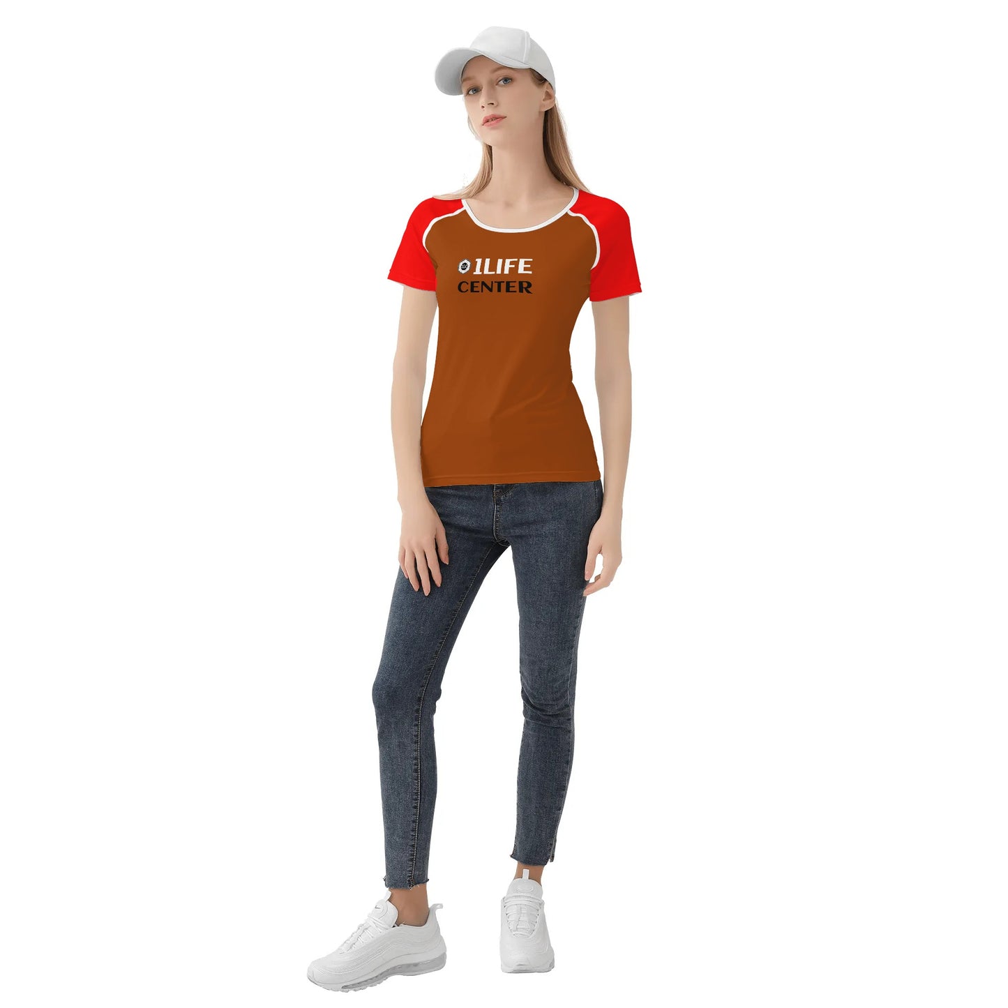 Women Snug T-shirt (Brown and Red)