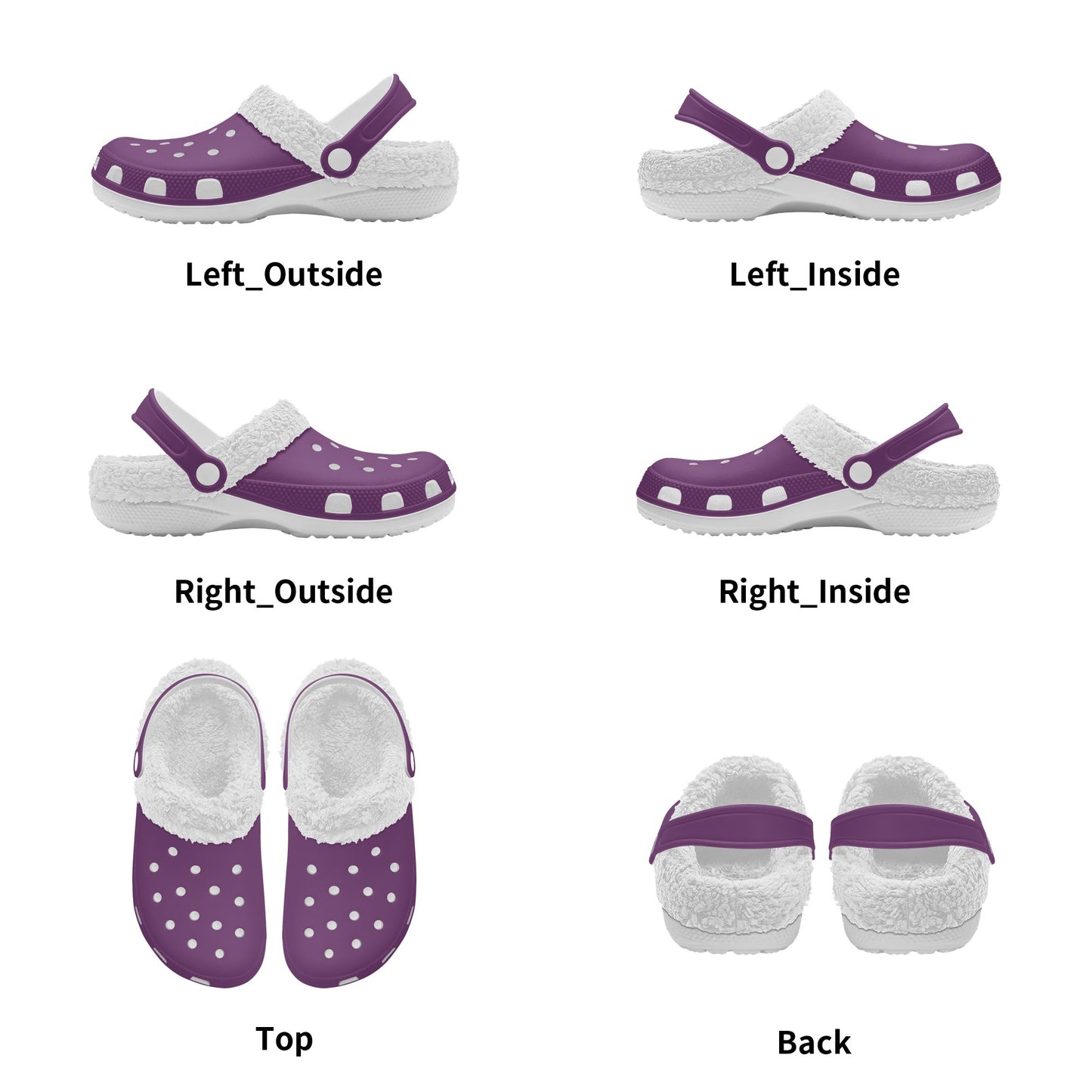 Adults White Fur Interior Clogs (Purple)