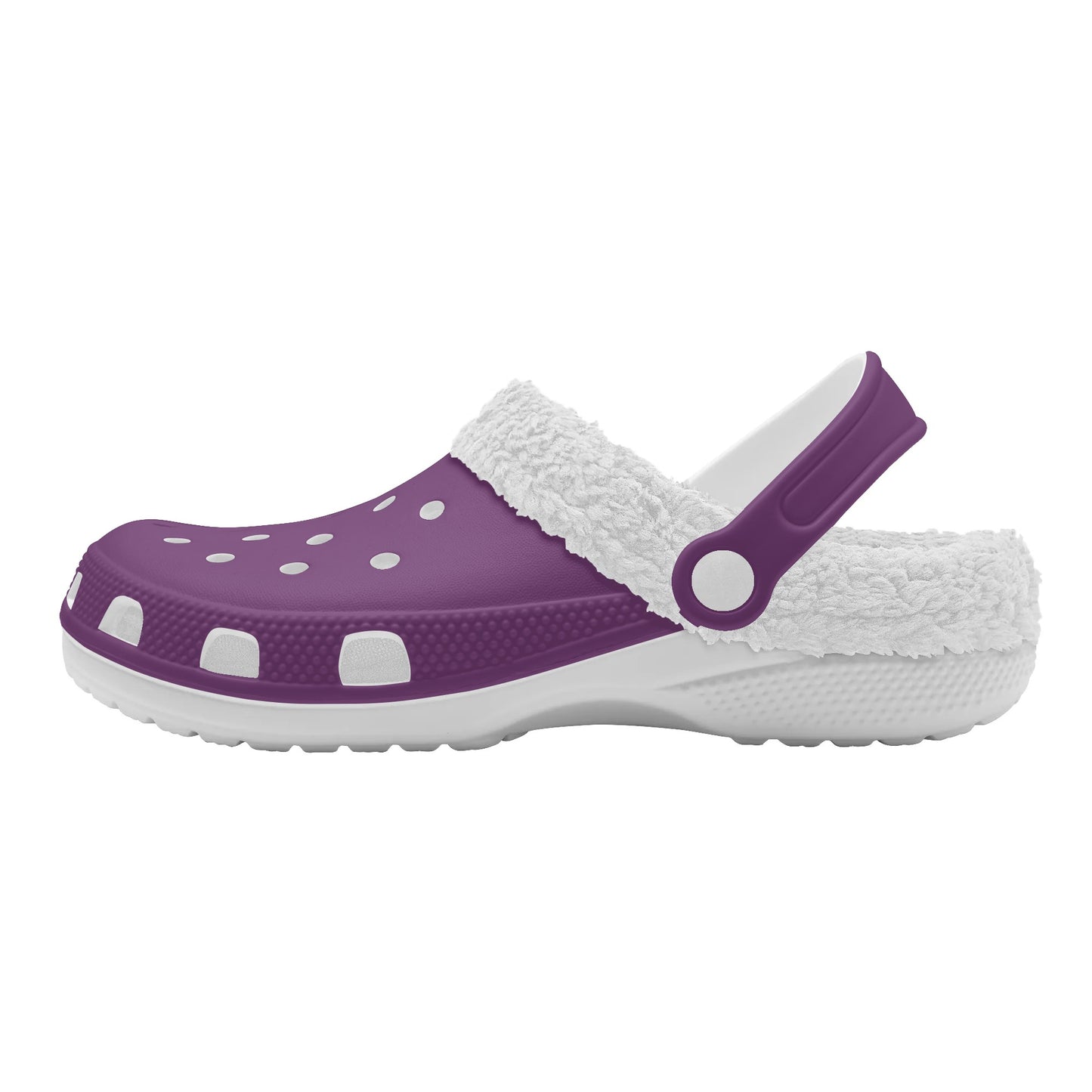 Adults White Fur Interior Clogs (Purple)