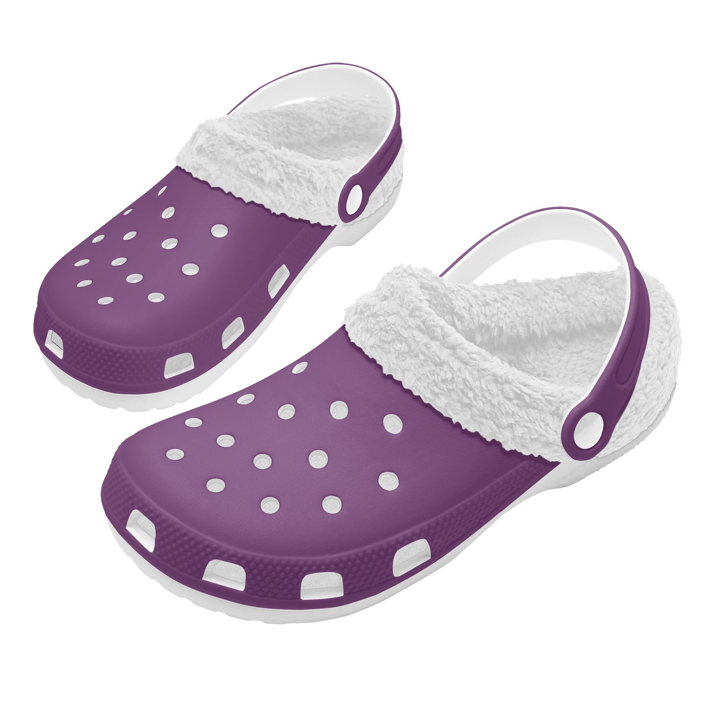 Adults White Fur Interior Clogs (Purple)
