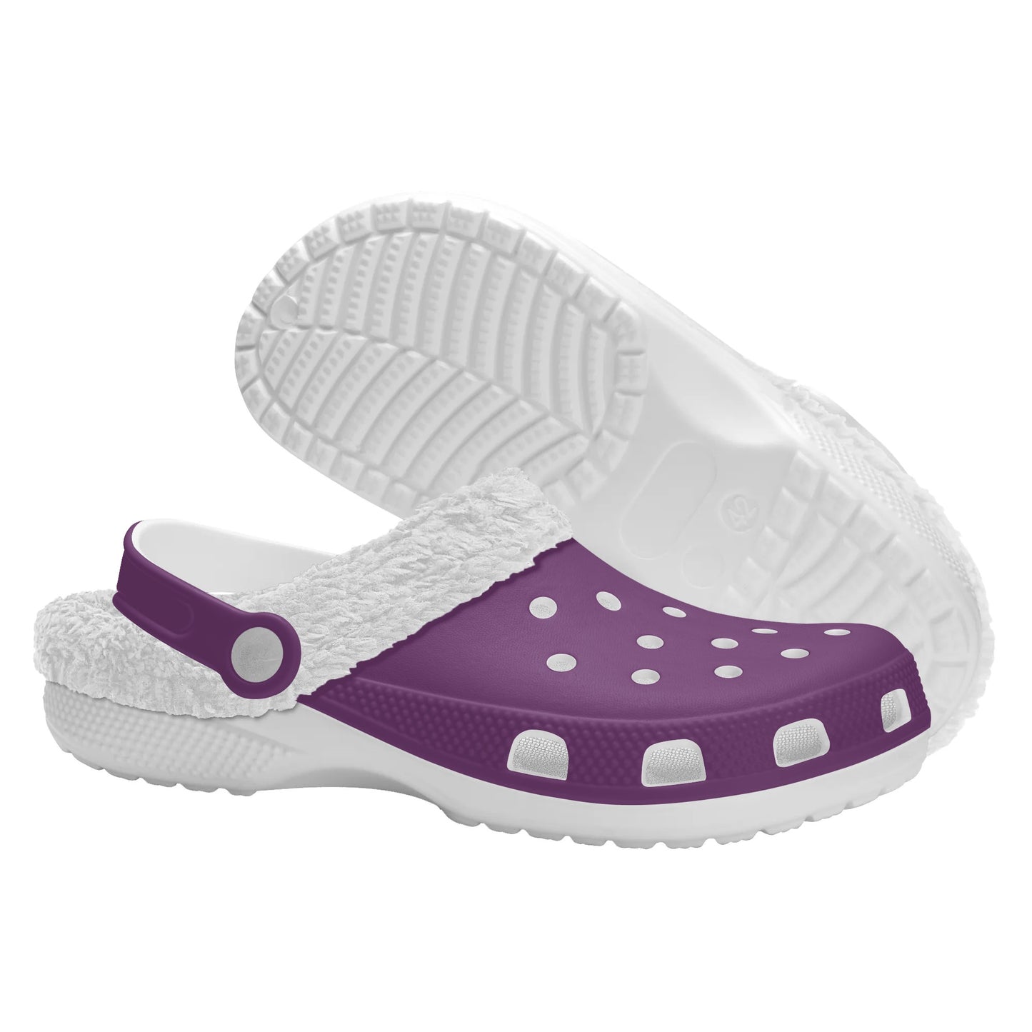 Adults White Fur Interior Clogs (Purple)