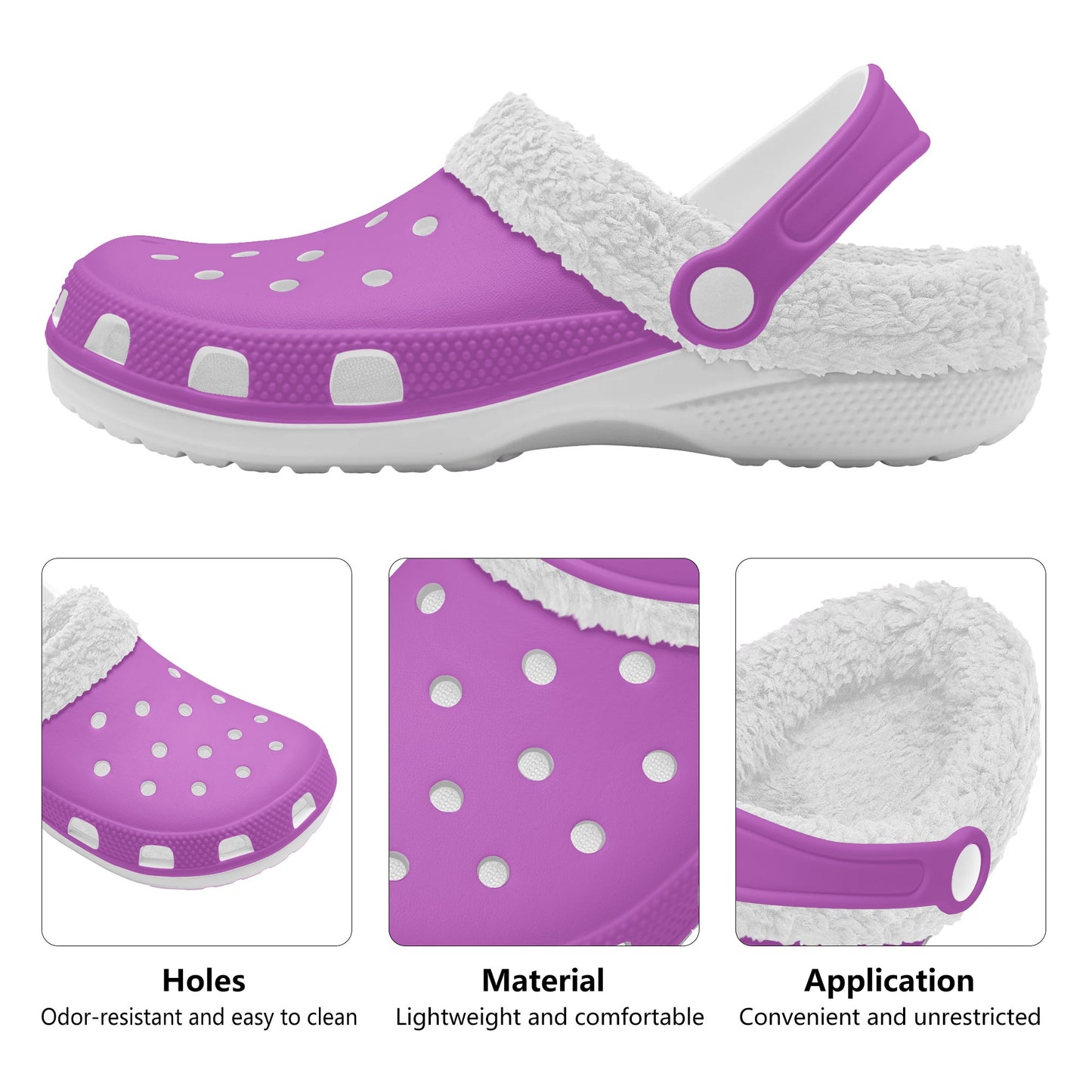 Adults White Fur Interior Clogs (Pink)