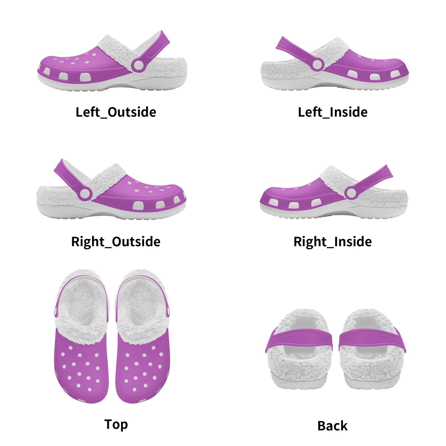 Adults White Fur Interior Clogs (Pink)