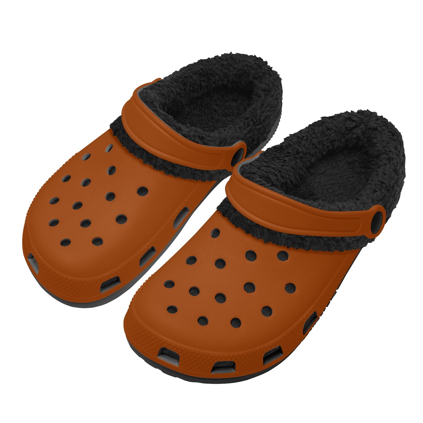 Adults Black Fur Interior Clogs (Brown)
