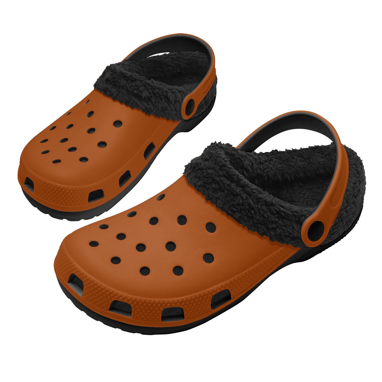 Adults Black Fur Interior Clogs (Brown)