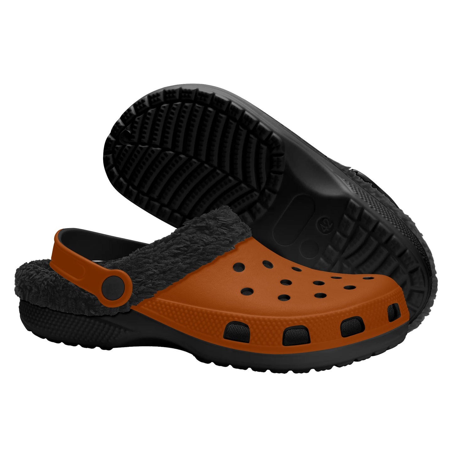 Adults Black Fur Interior Clogs (Brown)