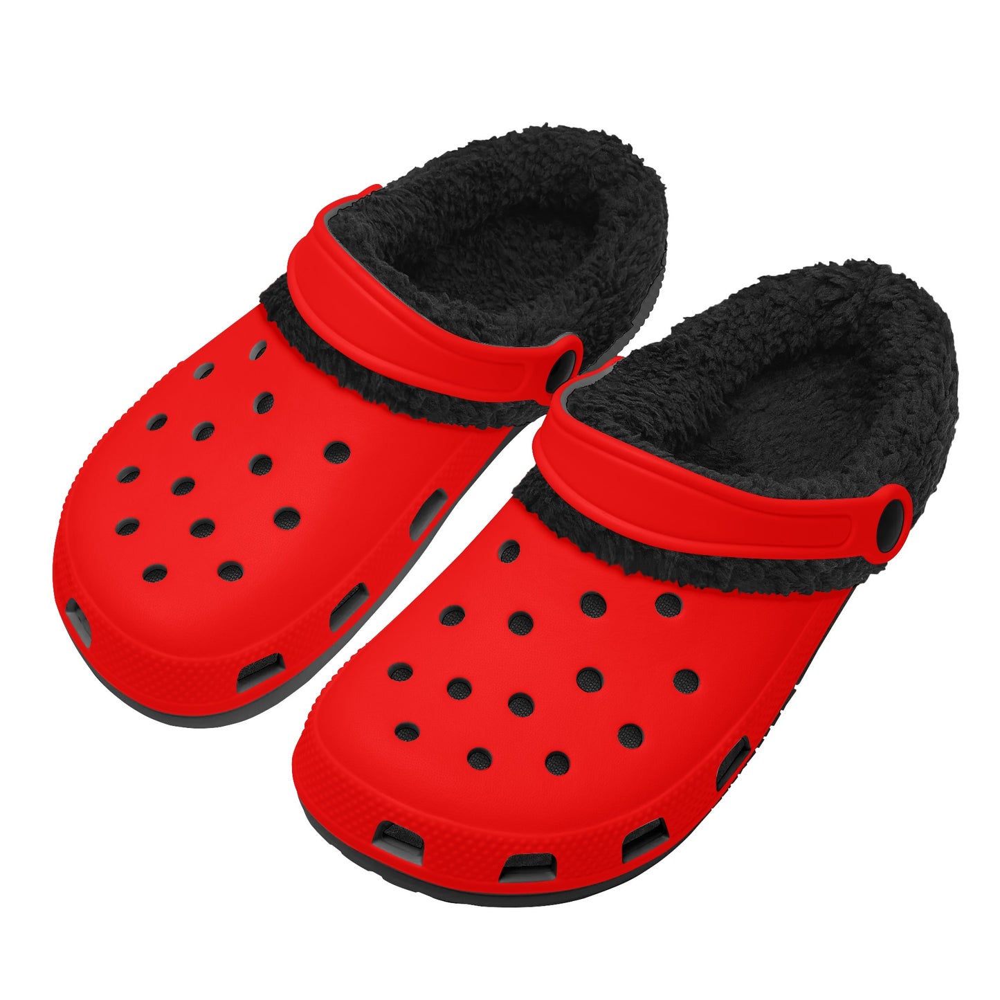 Adults Black Fur Interior Clogs (Red)