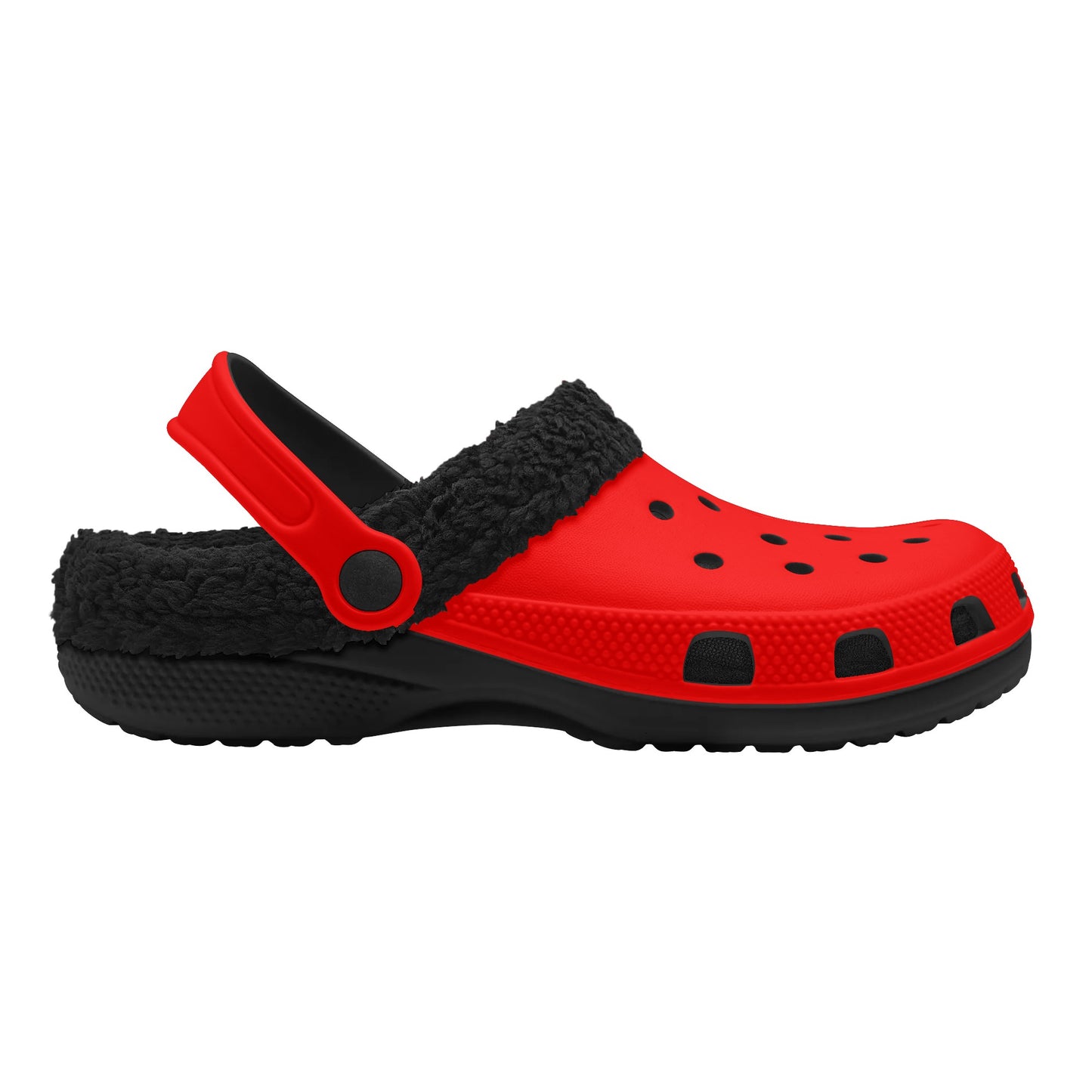 Adults Black Fur Interior Clogs (Red)