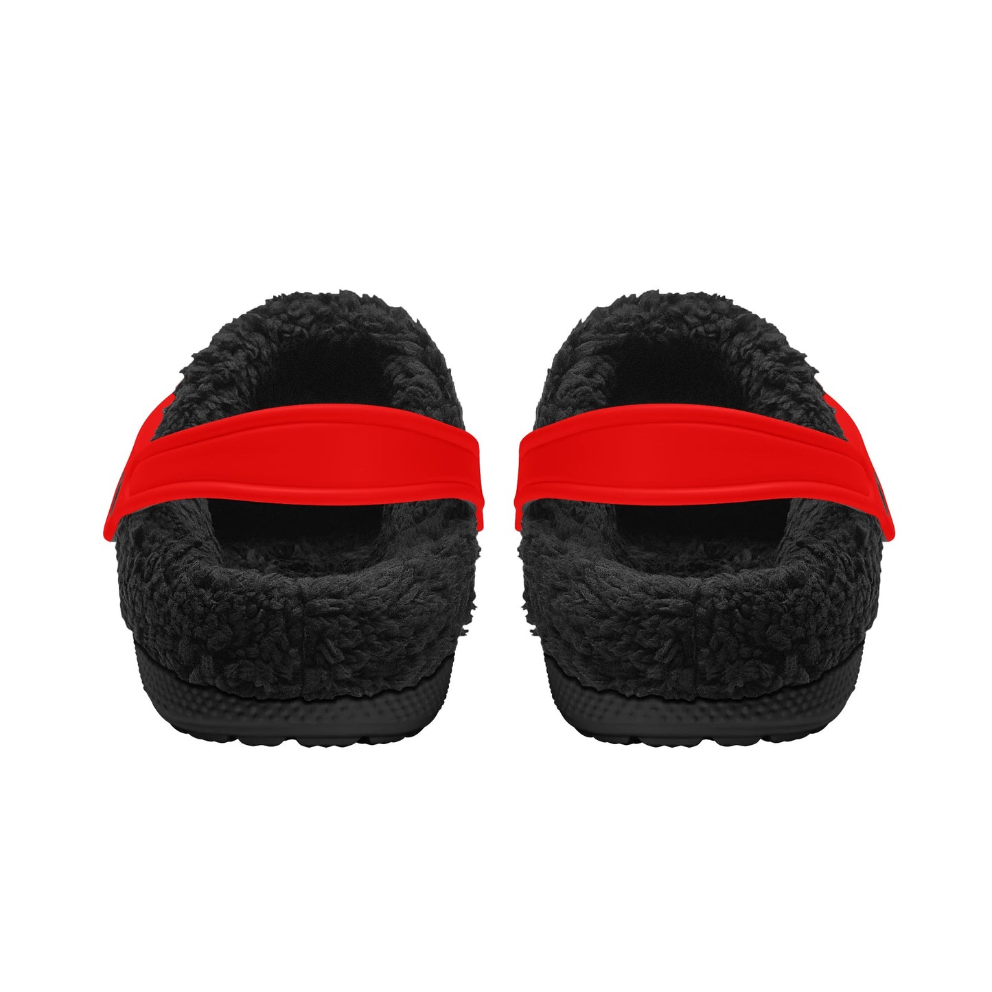 Adults Black Fur Interior Clogs (Red)
