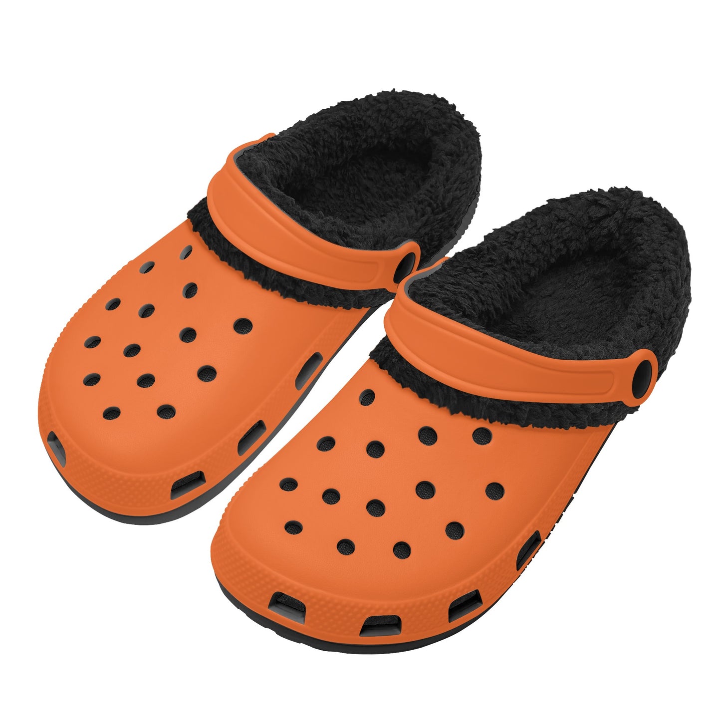 Adults Black Fur Interior Clogs (Orange)