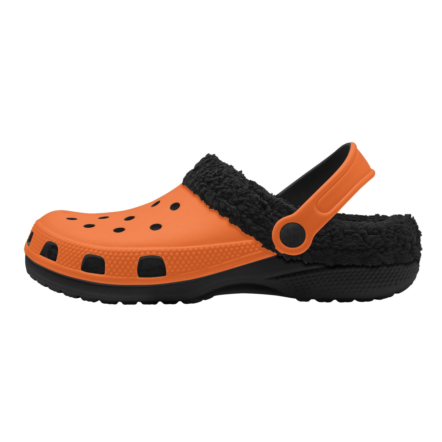 Adults Black Fur Interior Clogs (Orange)