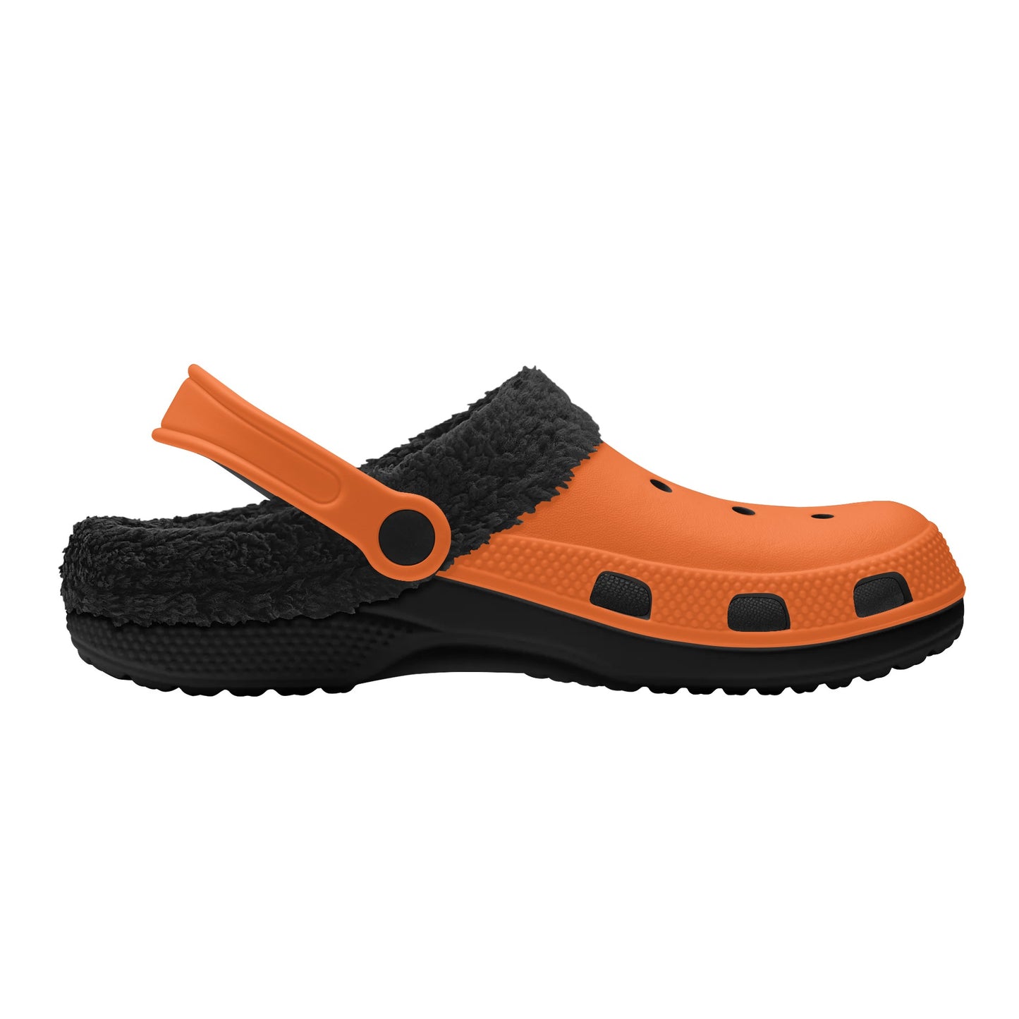 Adults Black Fur Interior Clogs (Orange)