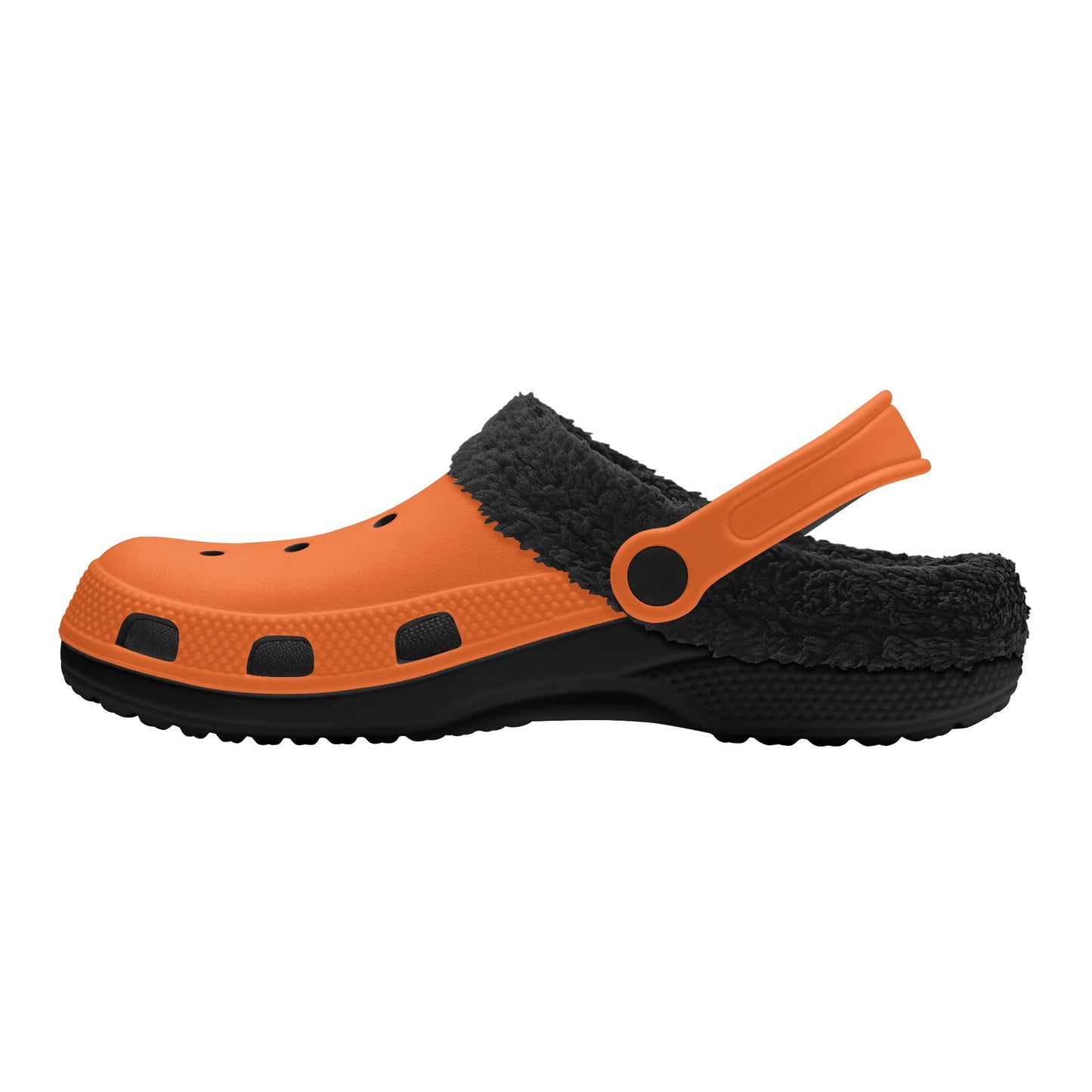 Adults Black Fur Interior Clogs (Orange)
