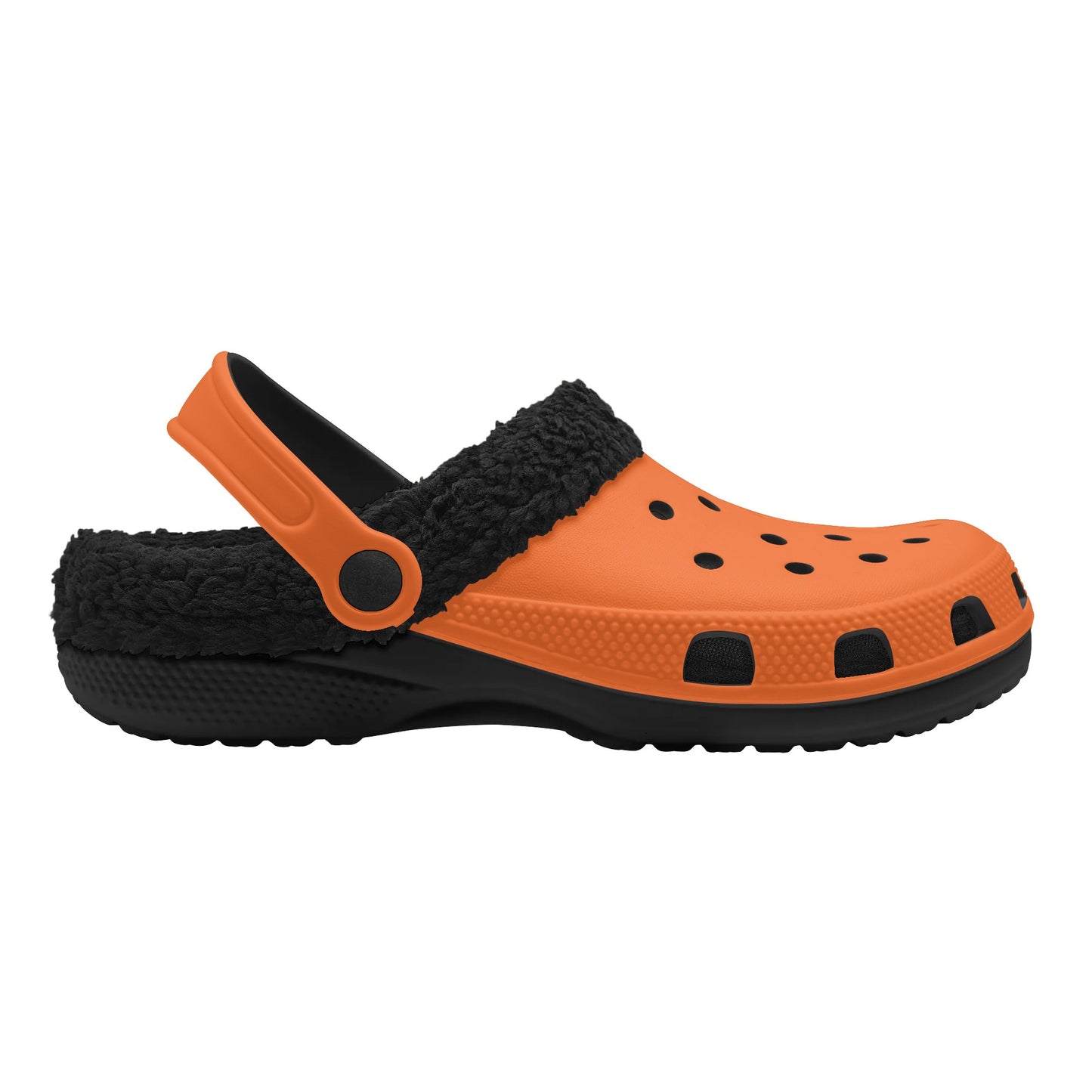 Adults Black Fur Interior Clogs (Orange)