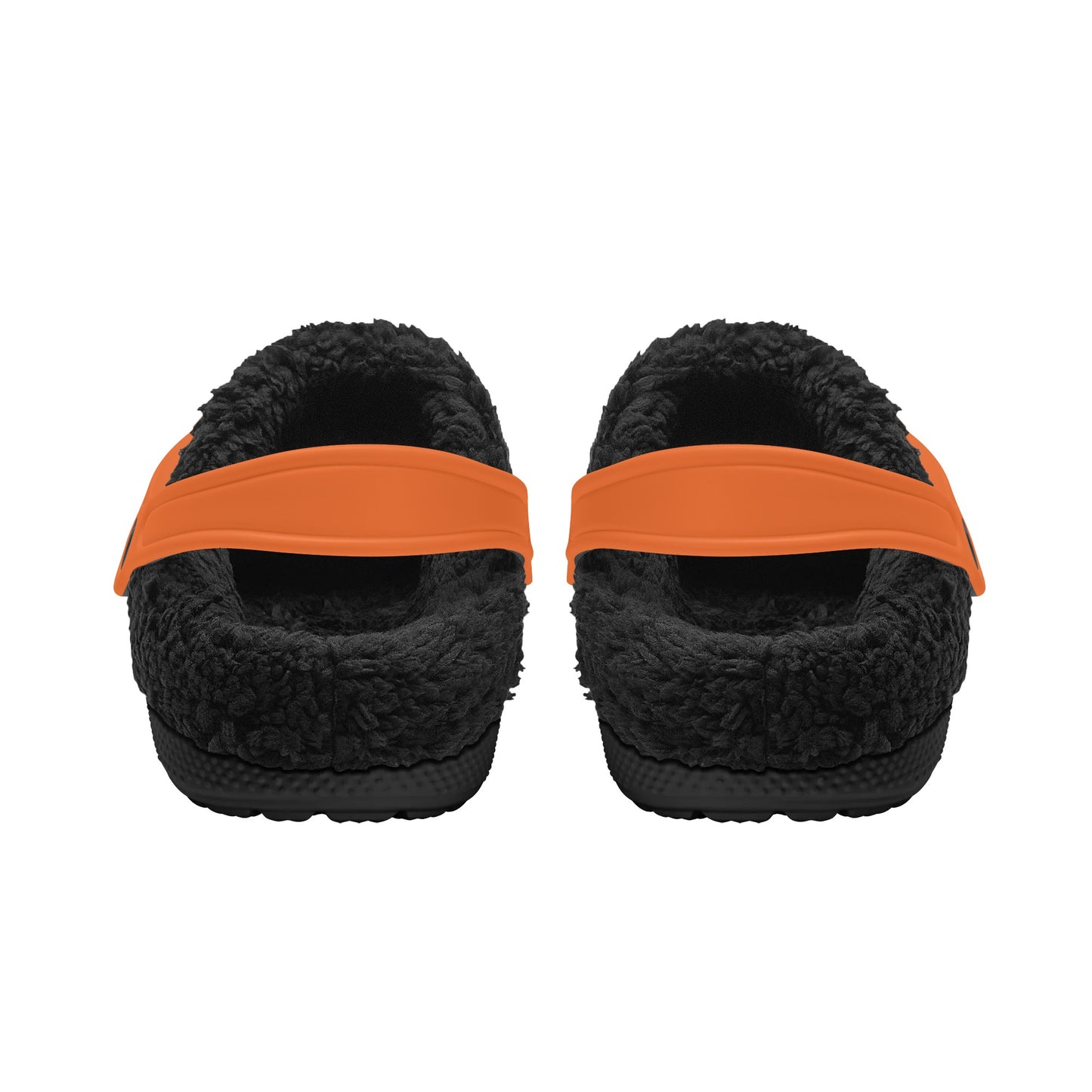 Adults Black Fur Interior Clogs (Orange)