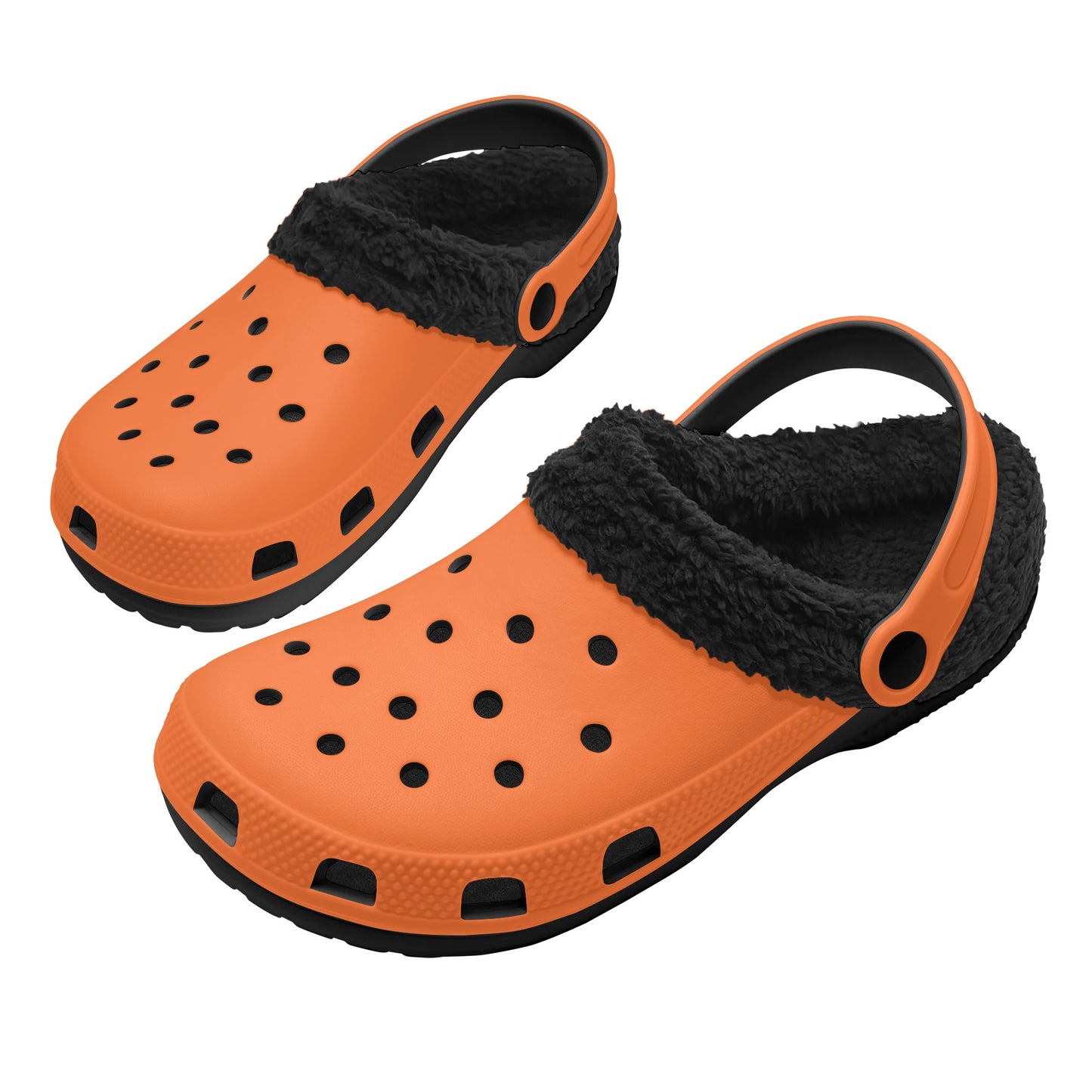 Adults Black Fur Interior Clogs (Orange)
