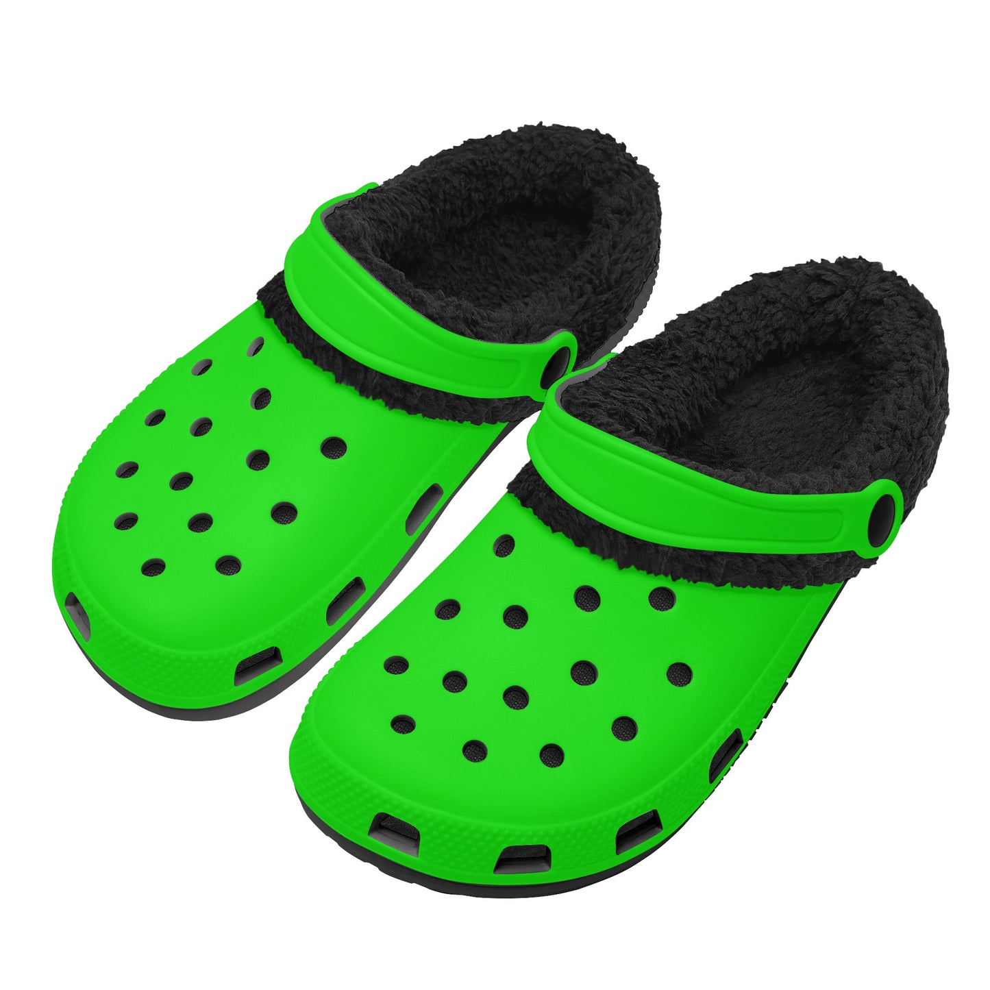 Adults Black Fur Interior Clogs (Lime)