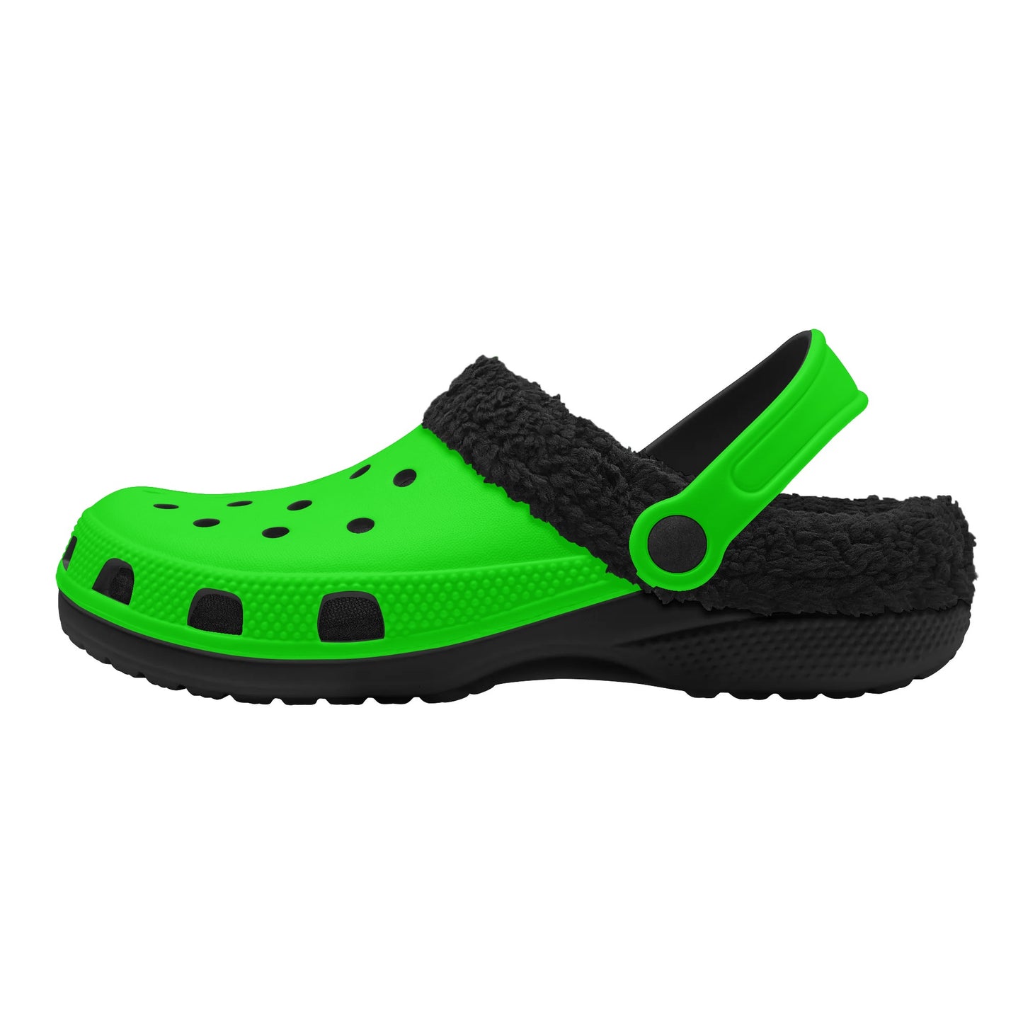 Adults Black Fur Interior Clogs (Lime)