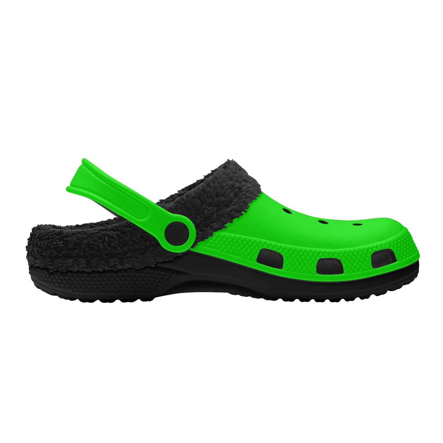 Adults Black Fur Interior Clogs (Lime)
