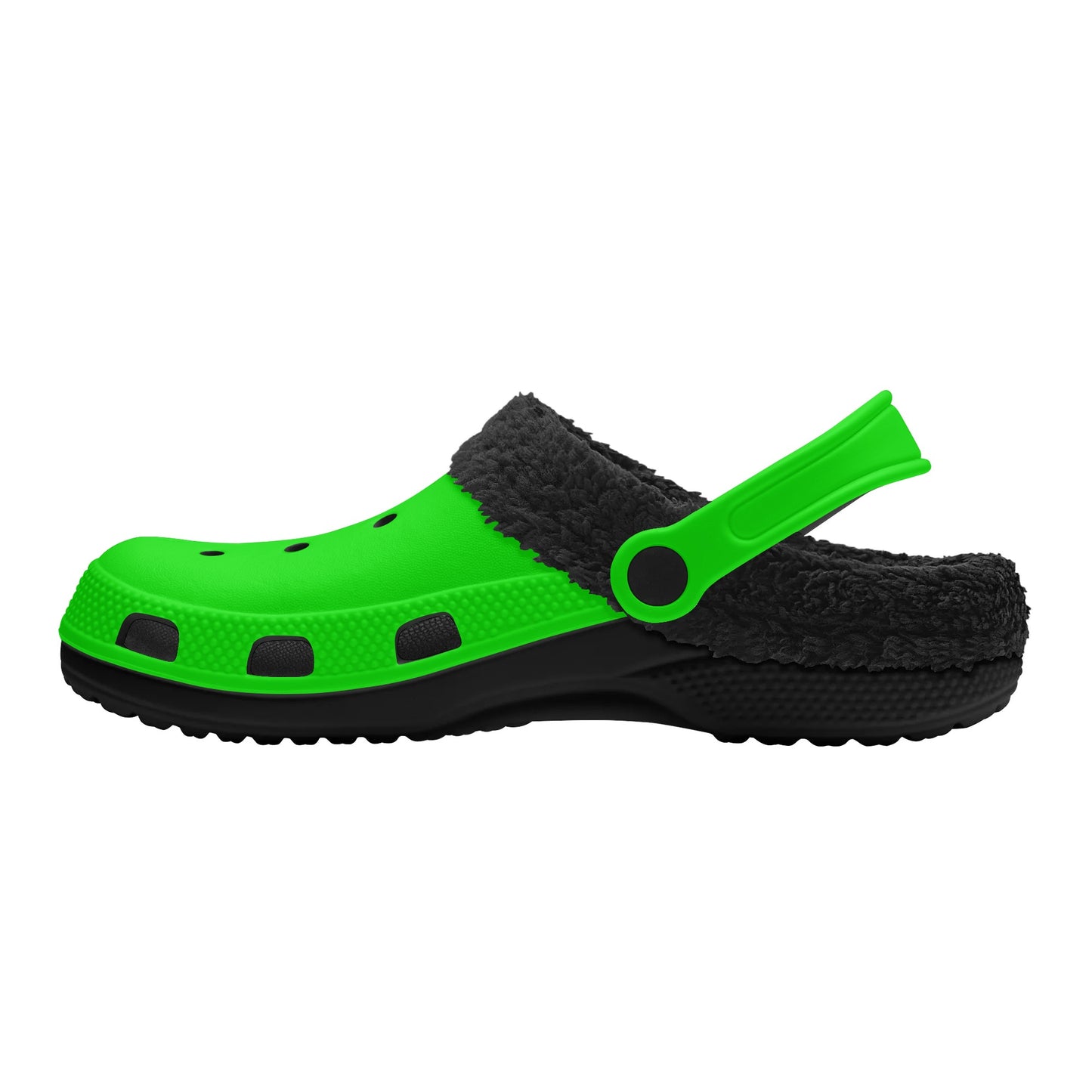 Adults Black Fur Interior Clogs (Lime)