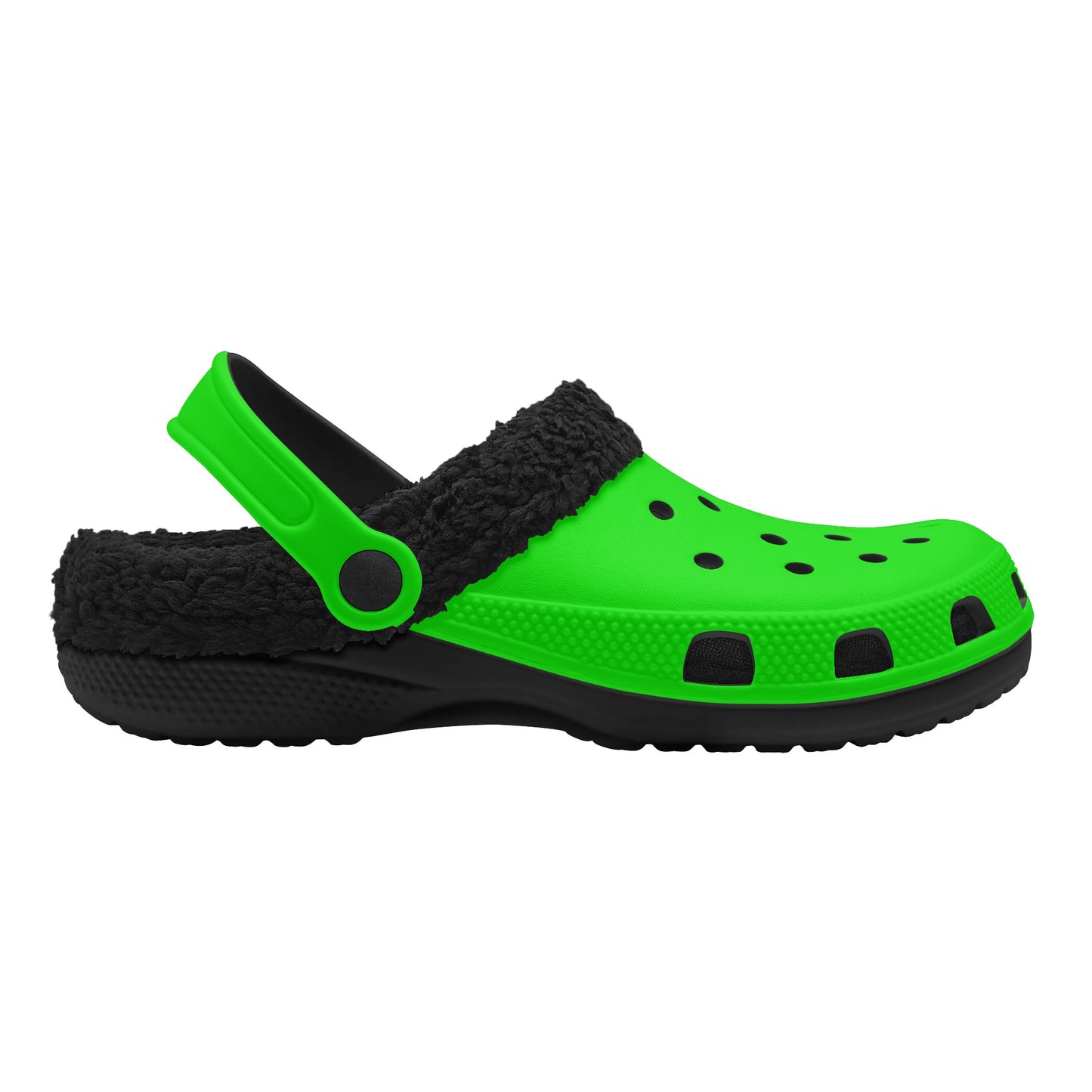 Adults Black Fur Interior Clogs (Lime)