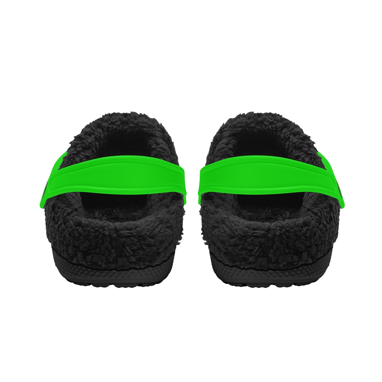 Adults Black Fur Interior Clogs (Lime)