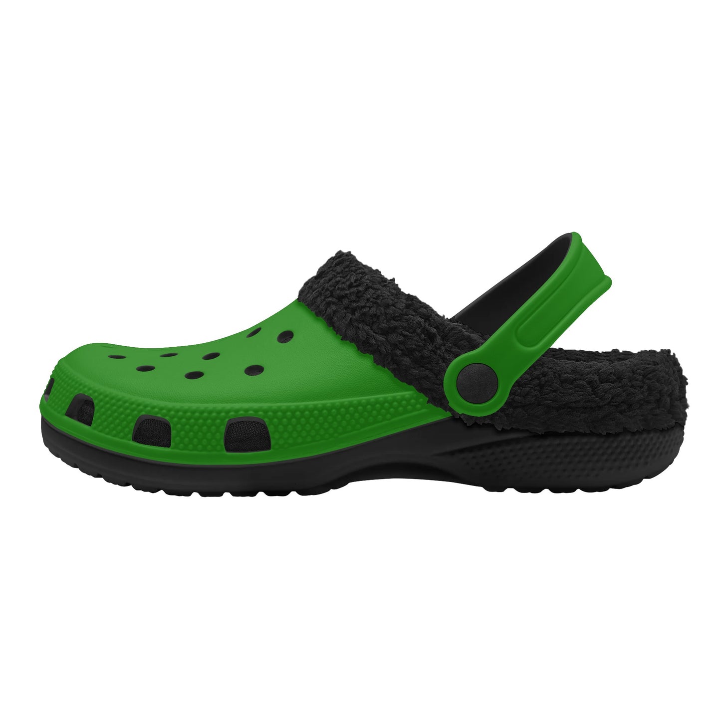 Adults Black Fur Interior Clogs (Green)