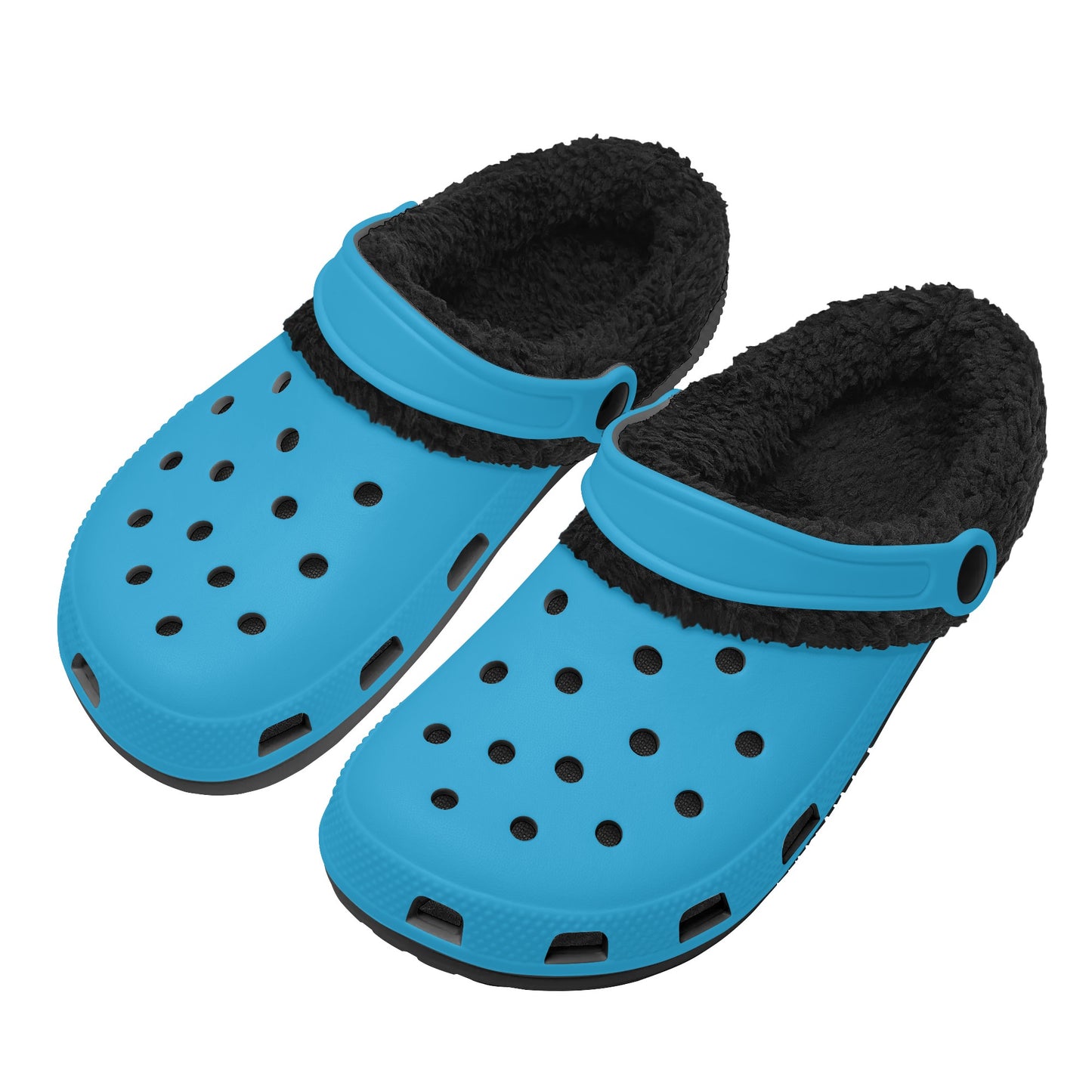 Adults Black Fur Interior Clogs (Aqua)