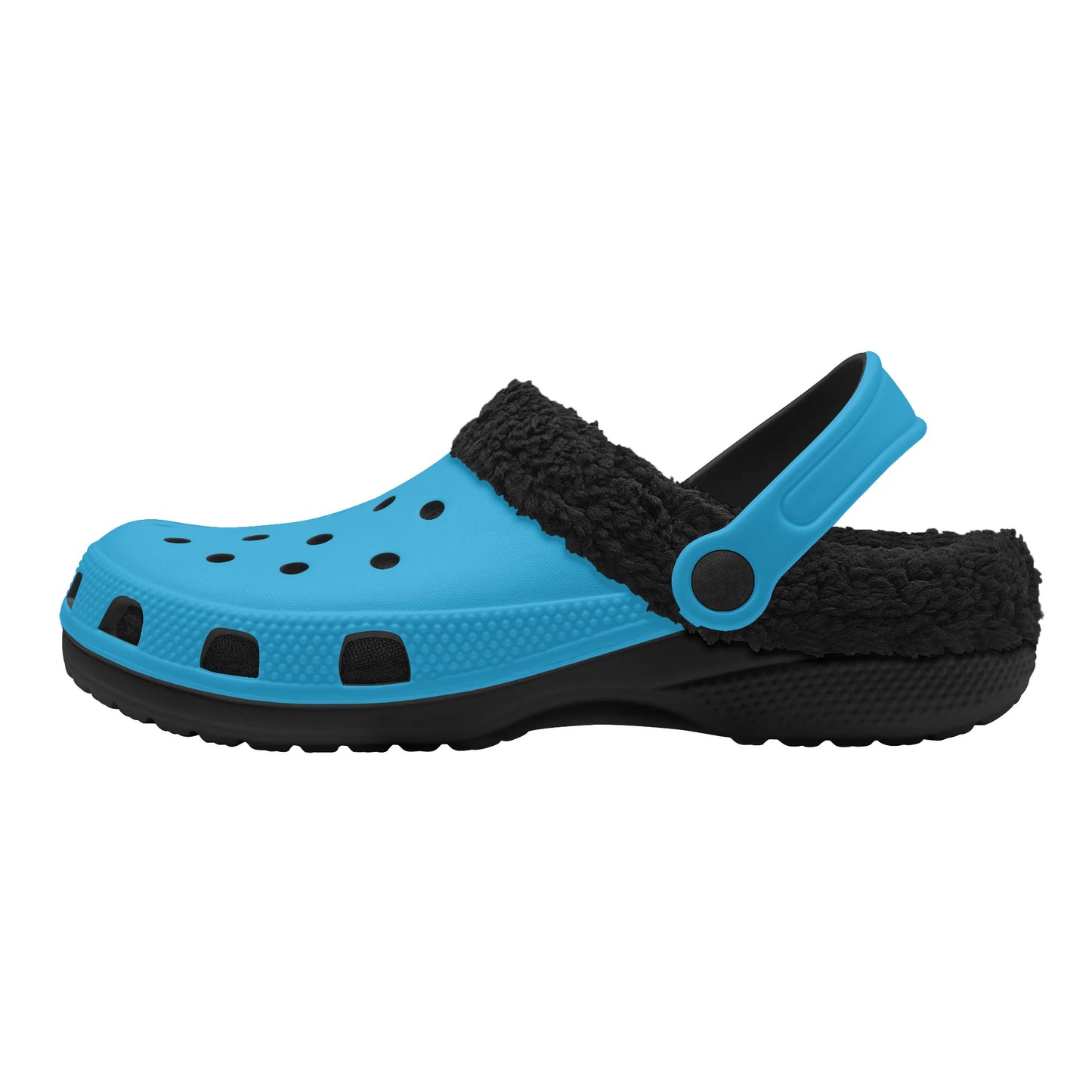 Adults Black Fur Interior Clogs (Aqua)
