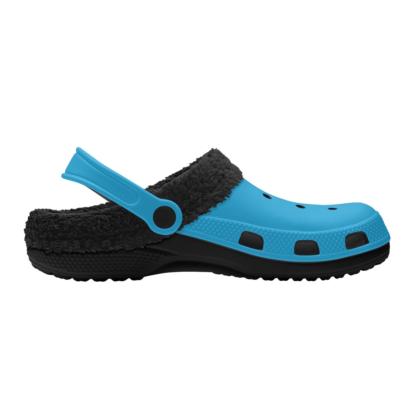 Adults Black Fur Interior Clogs (Aqua)