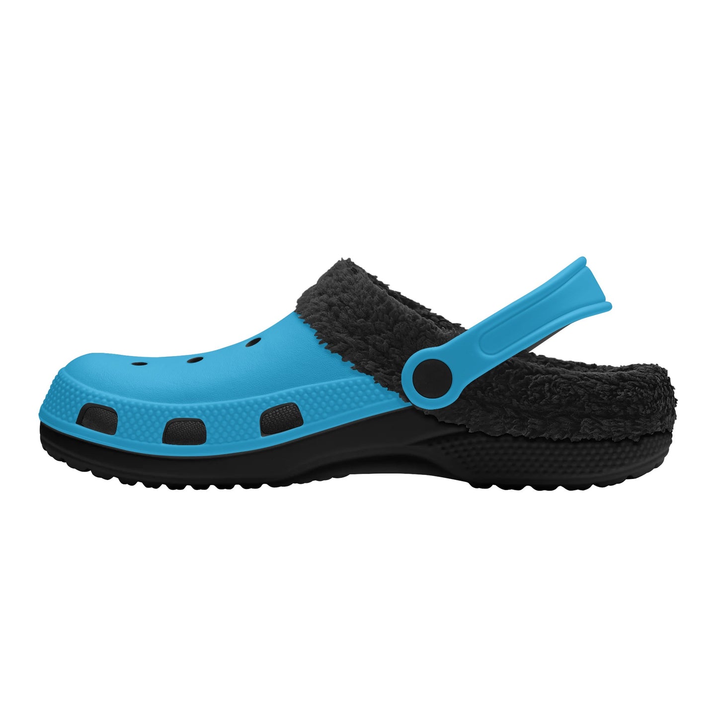 Adults Black Fur Interior Clogs (Aqua)