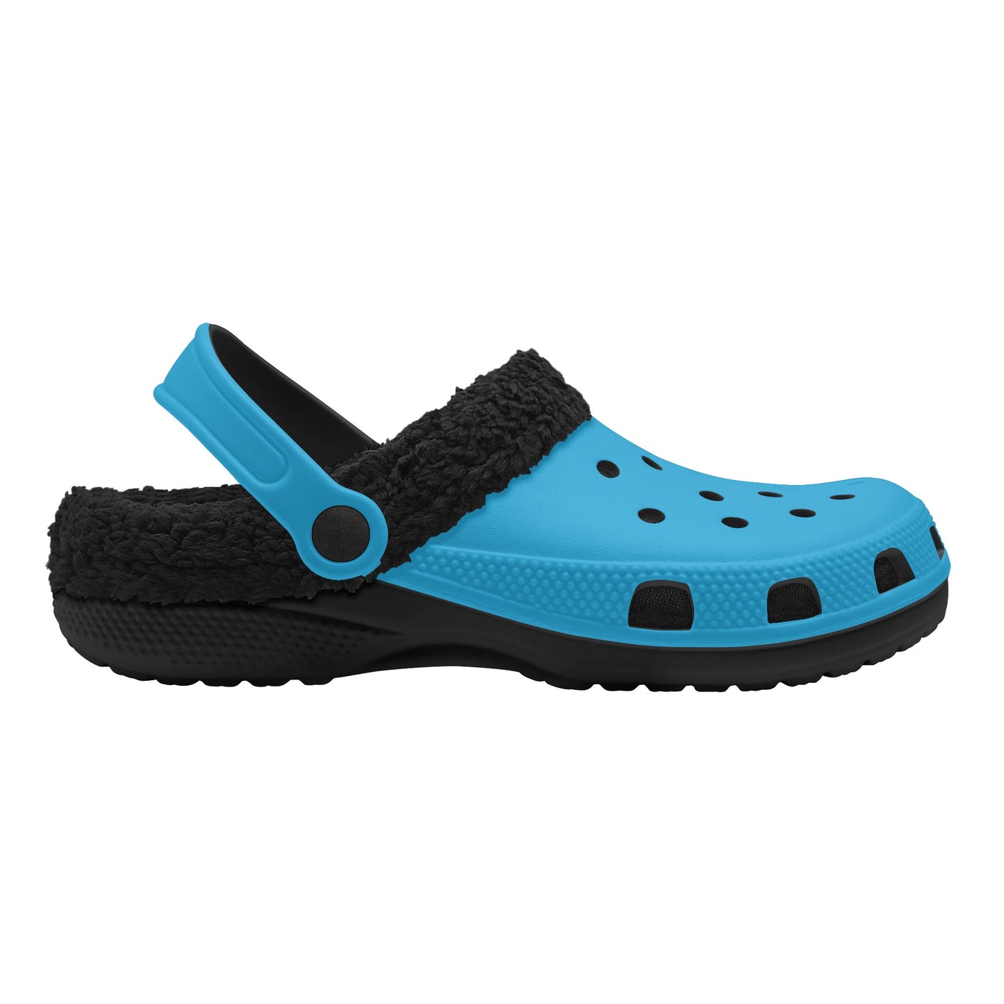 Adults Black Fur Interior Clogs (Aqua)