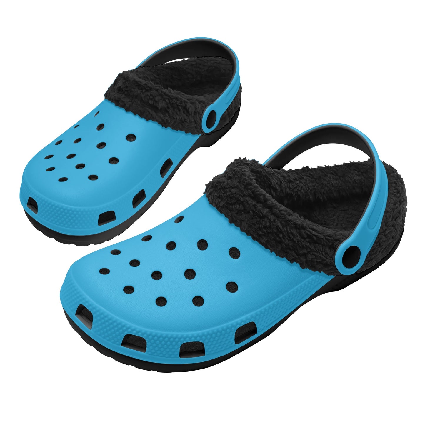 Adults Black Fur Interior Clogs (Aqua)