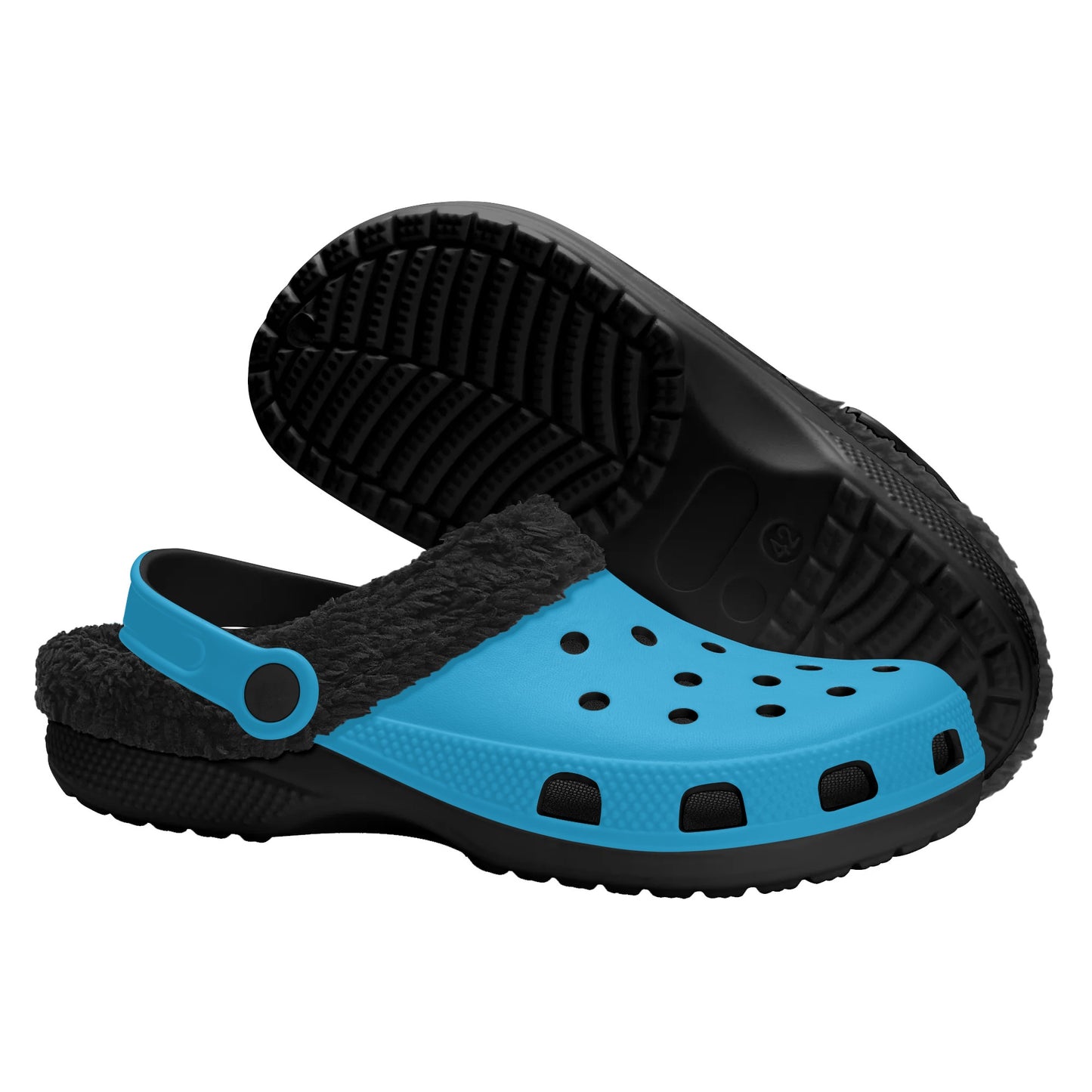 Adults Black Fur Interior Clogs (Aqua)
