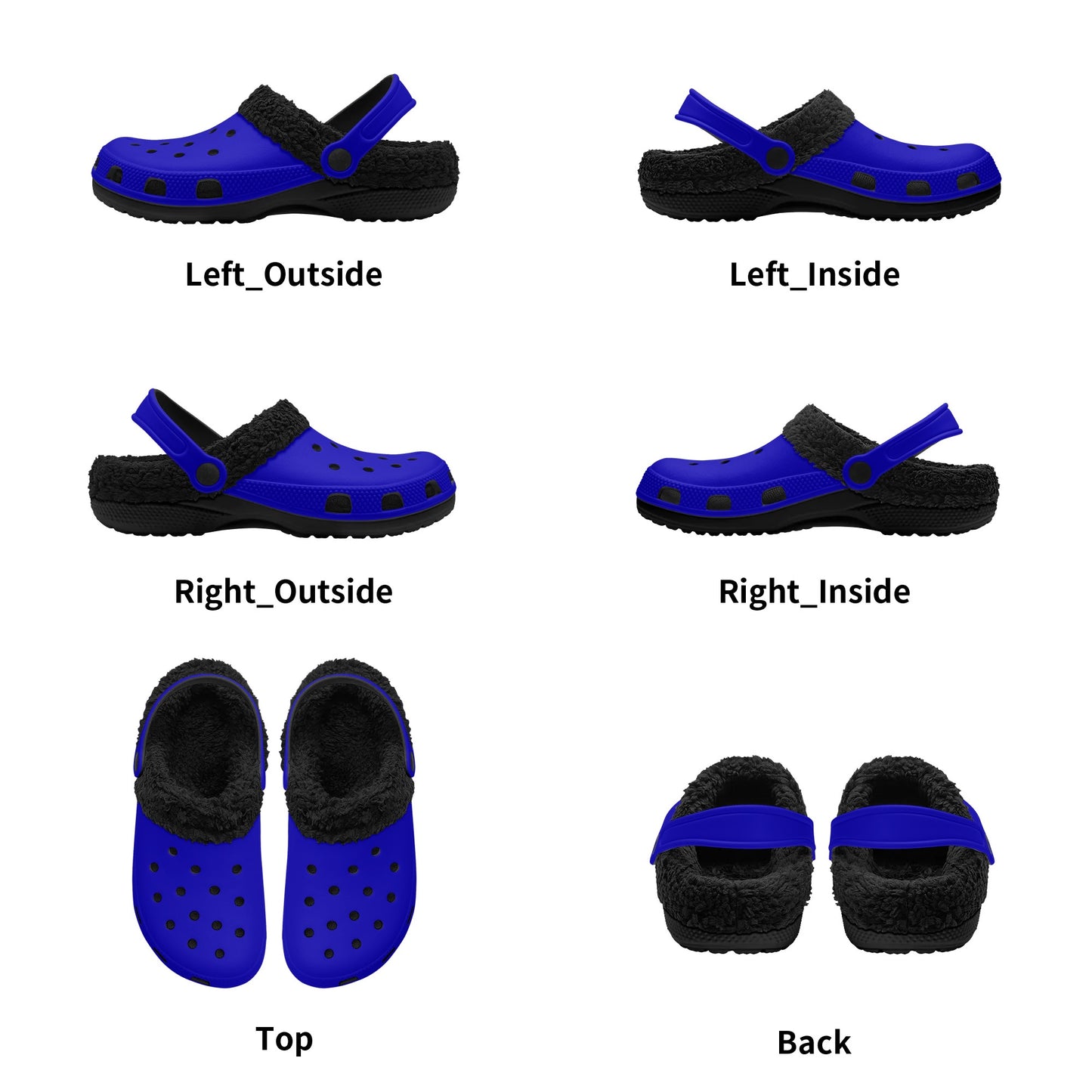 Adults Black Fur Interior Clogs (Blue)