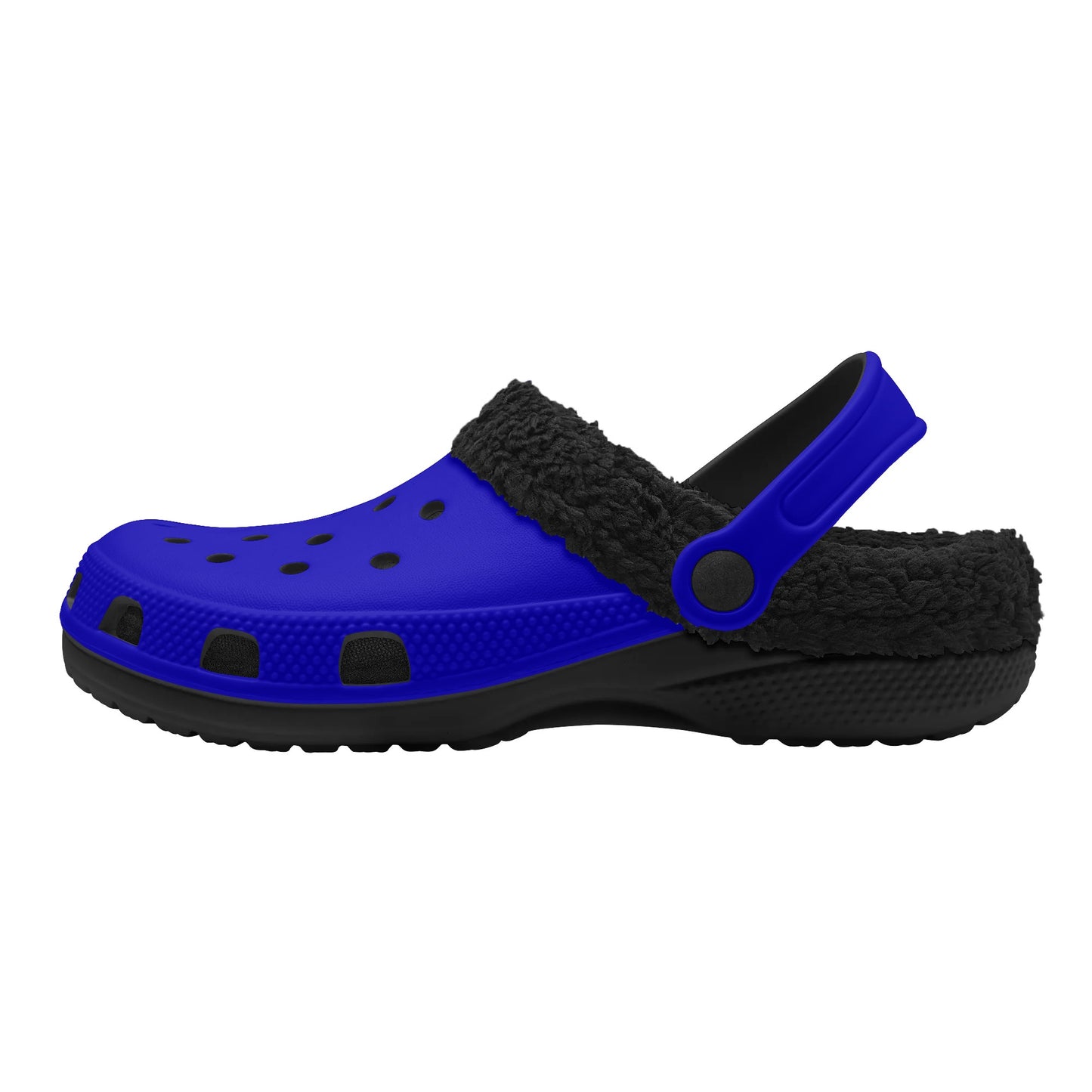 Adults Black Fur Interior Clogs (Blue)