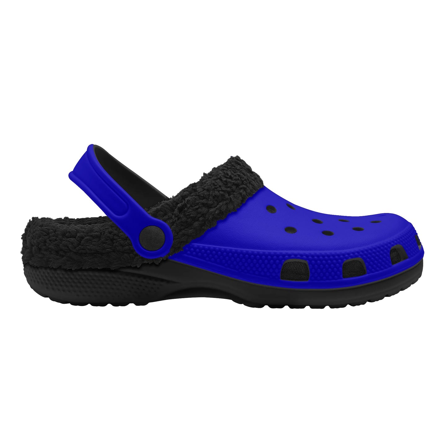 Adults Black Fur Interior Clogs (Blue)