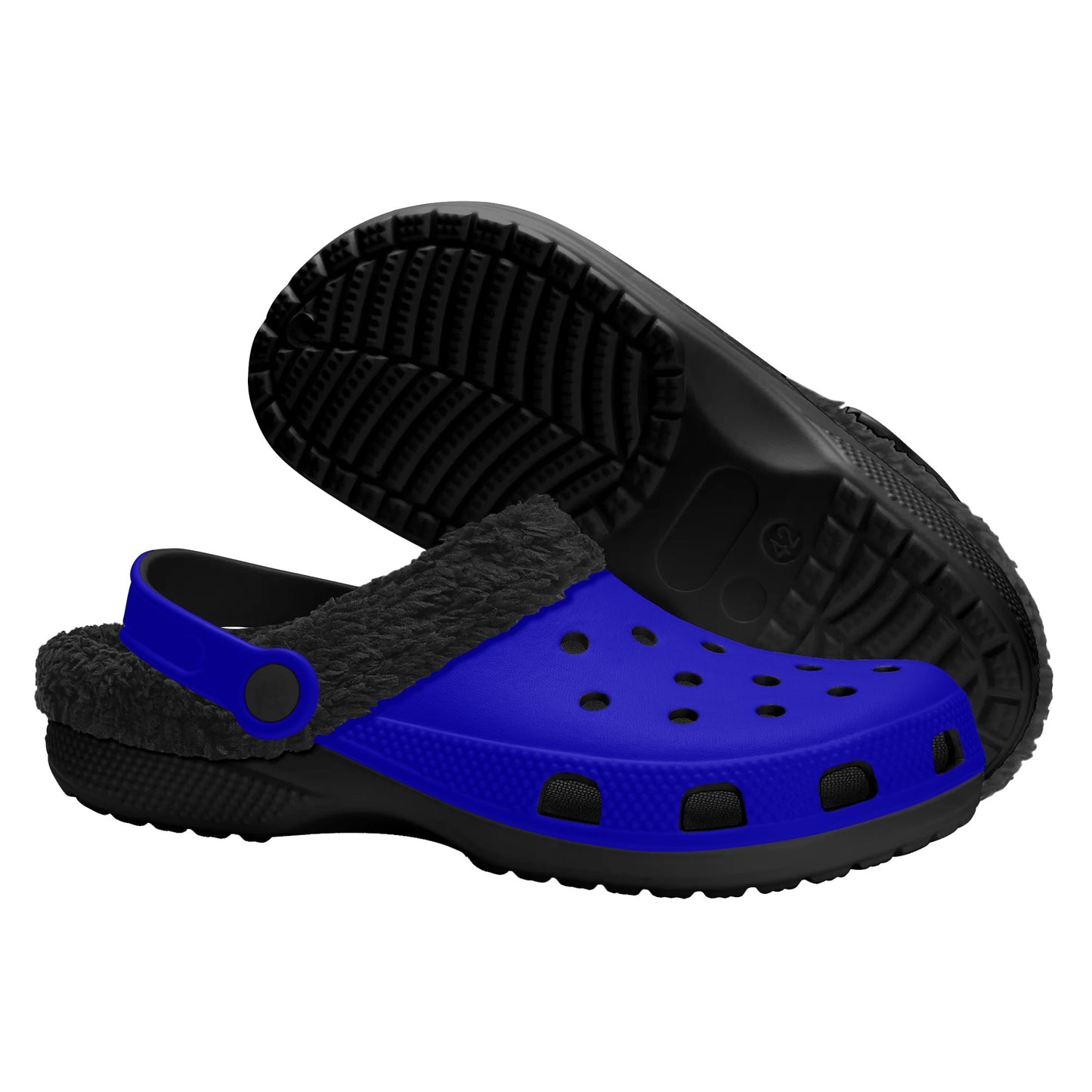 Adults Black Fur Interior Clogs (Blue)