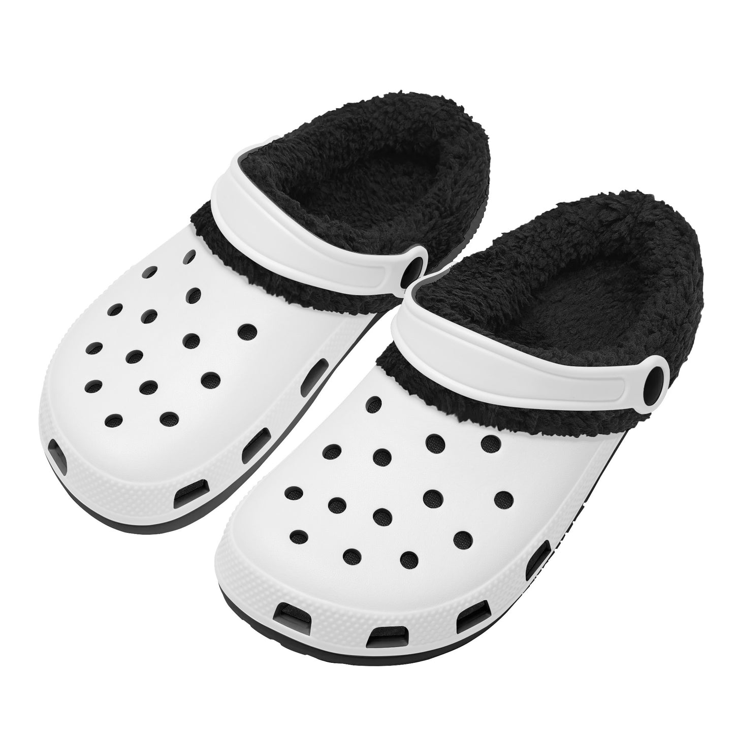 Adults Black Fur Interior Clogs (White)