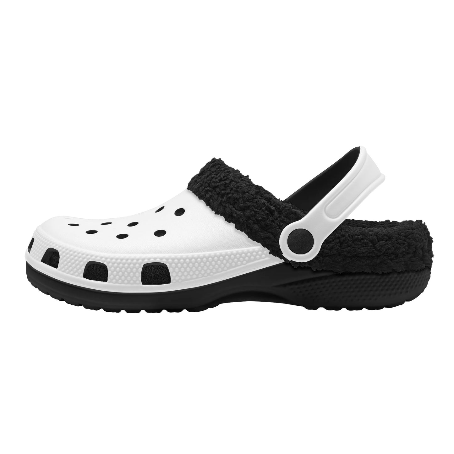 Adults Black Fur Interior Clogs (White)