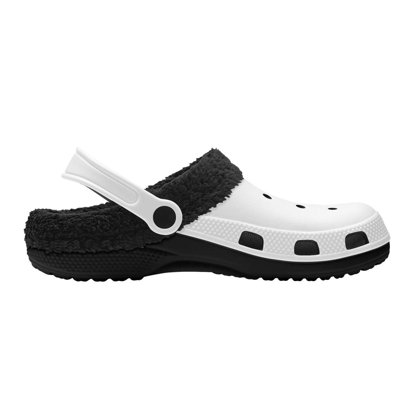 Adults Black Fur Interior Clogs (White)