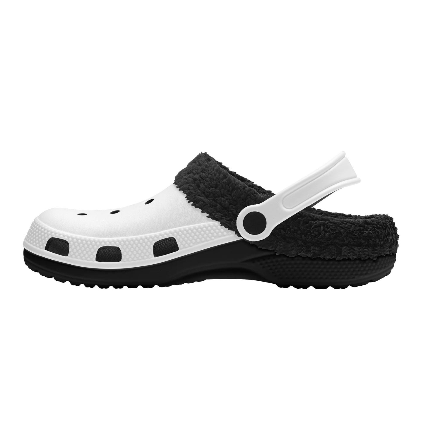 Adults Black Fur Interior Clogs (White)