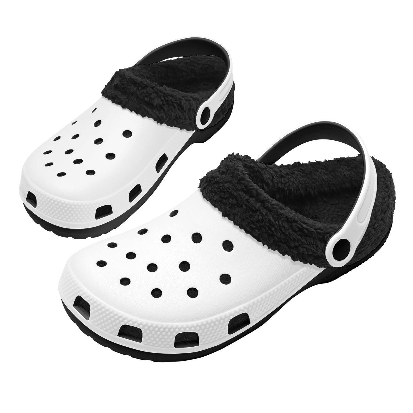 Adults Black Fur Interior Clogs (White)