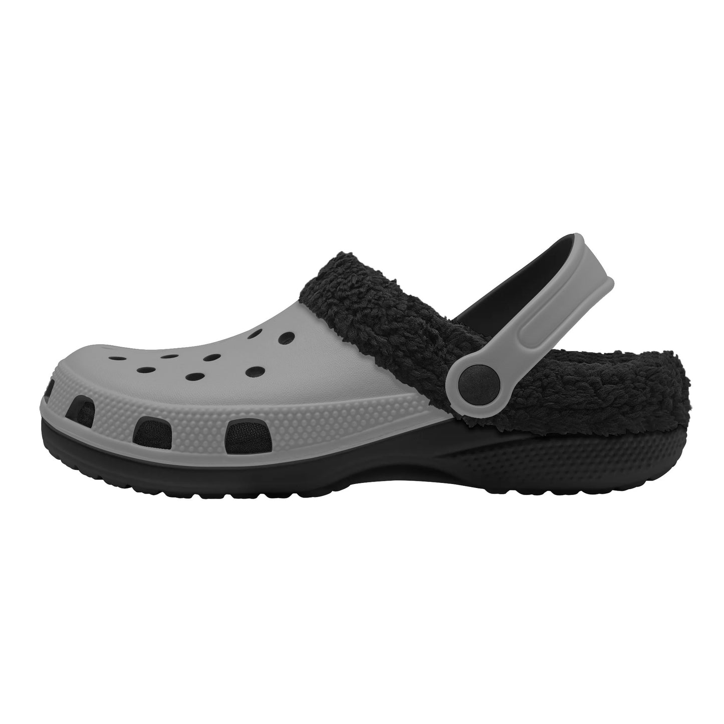 Adults Black Fur Interior Clogs (Grey)