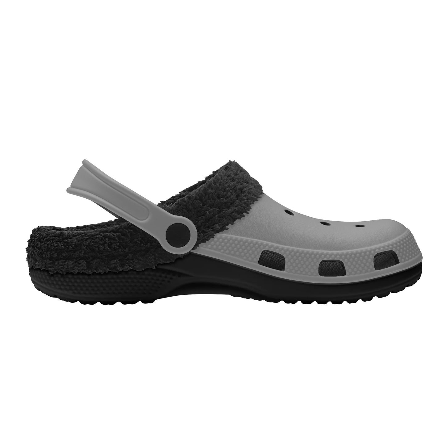 Adults Black Fur Interior Clogs (Grey)