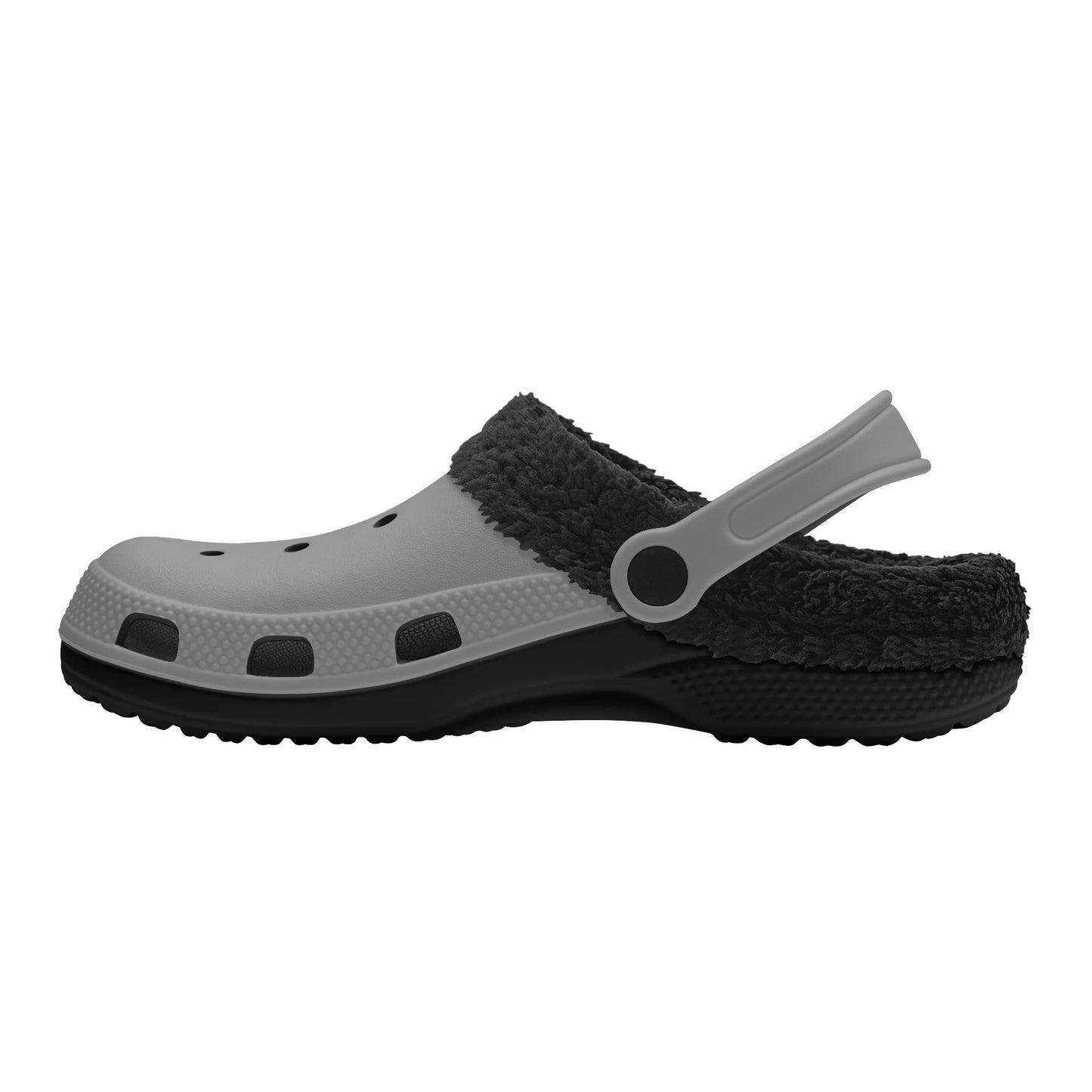Adults Black Fur Interior Clogs (Grey)