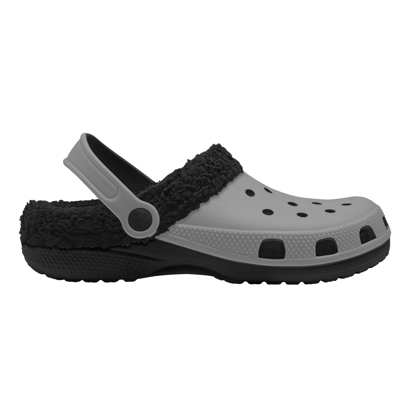 Adults Black Fur Interior Clogs (Grey)