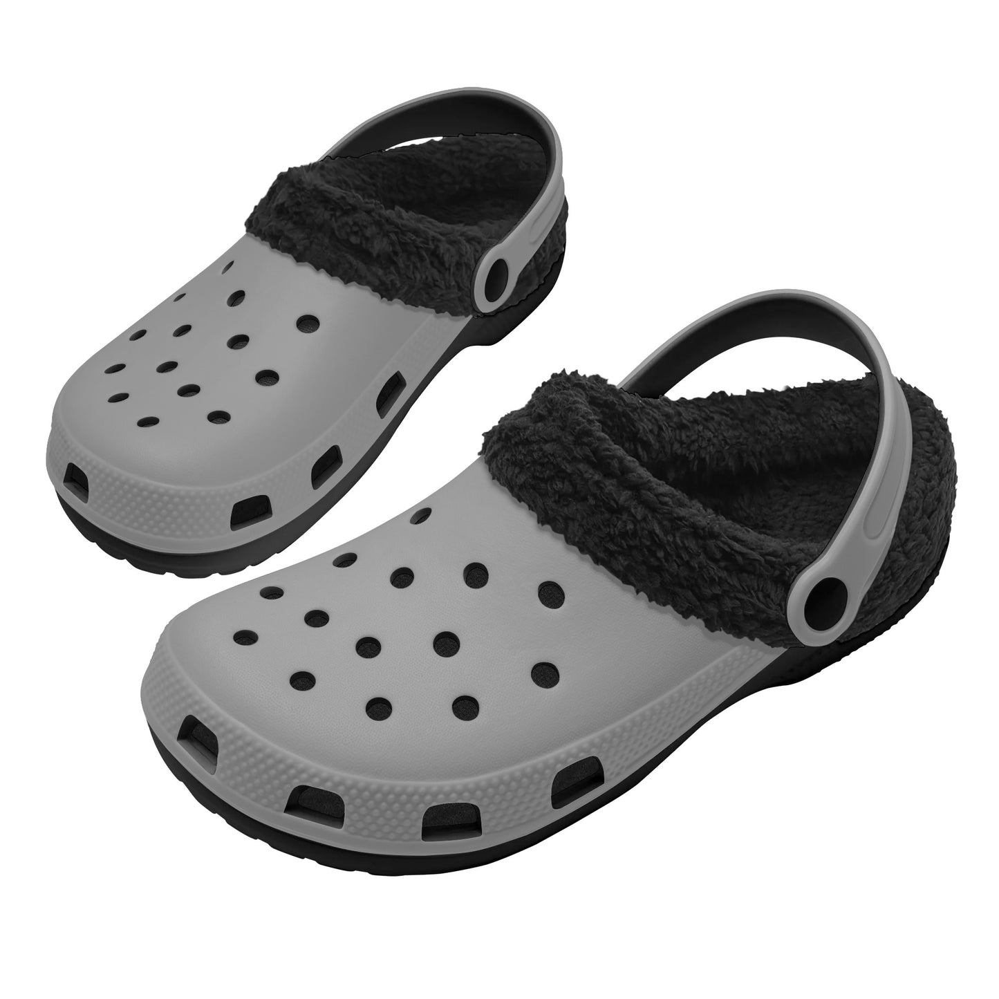 Adults Black Fur Interior Clogs (Grey)