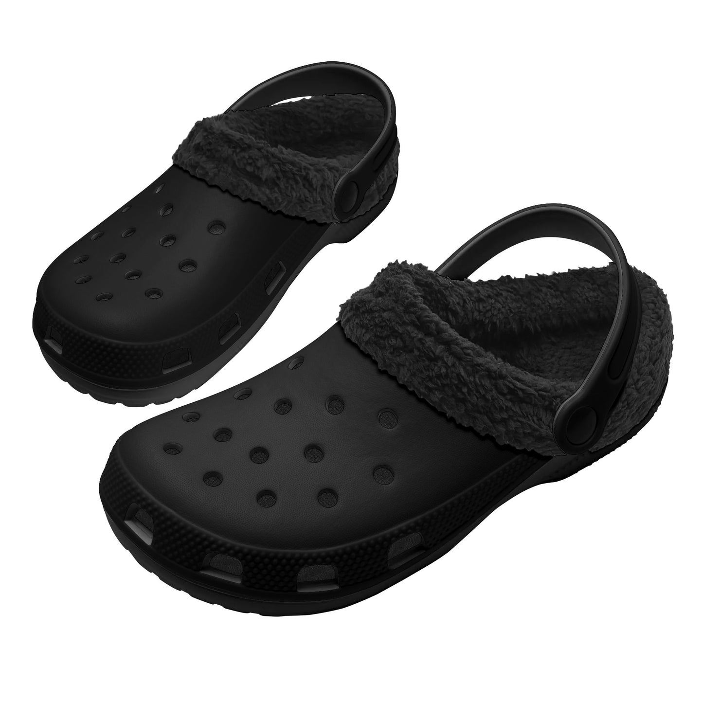 Adults Black Fur Interior Clogs (Black)